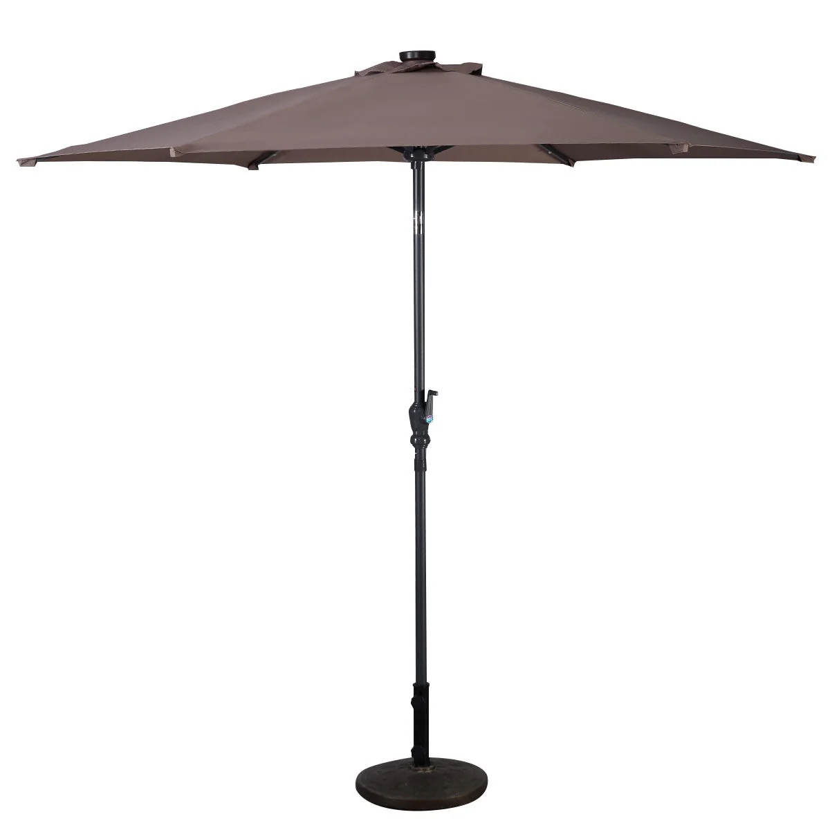 9FT Solar LED Patio Umbrella, Steel Tilt Crank, Tan - Image 5