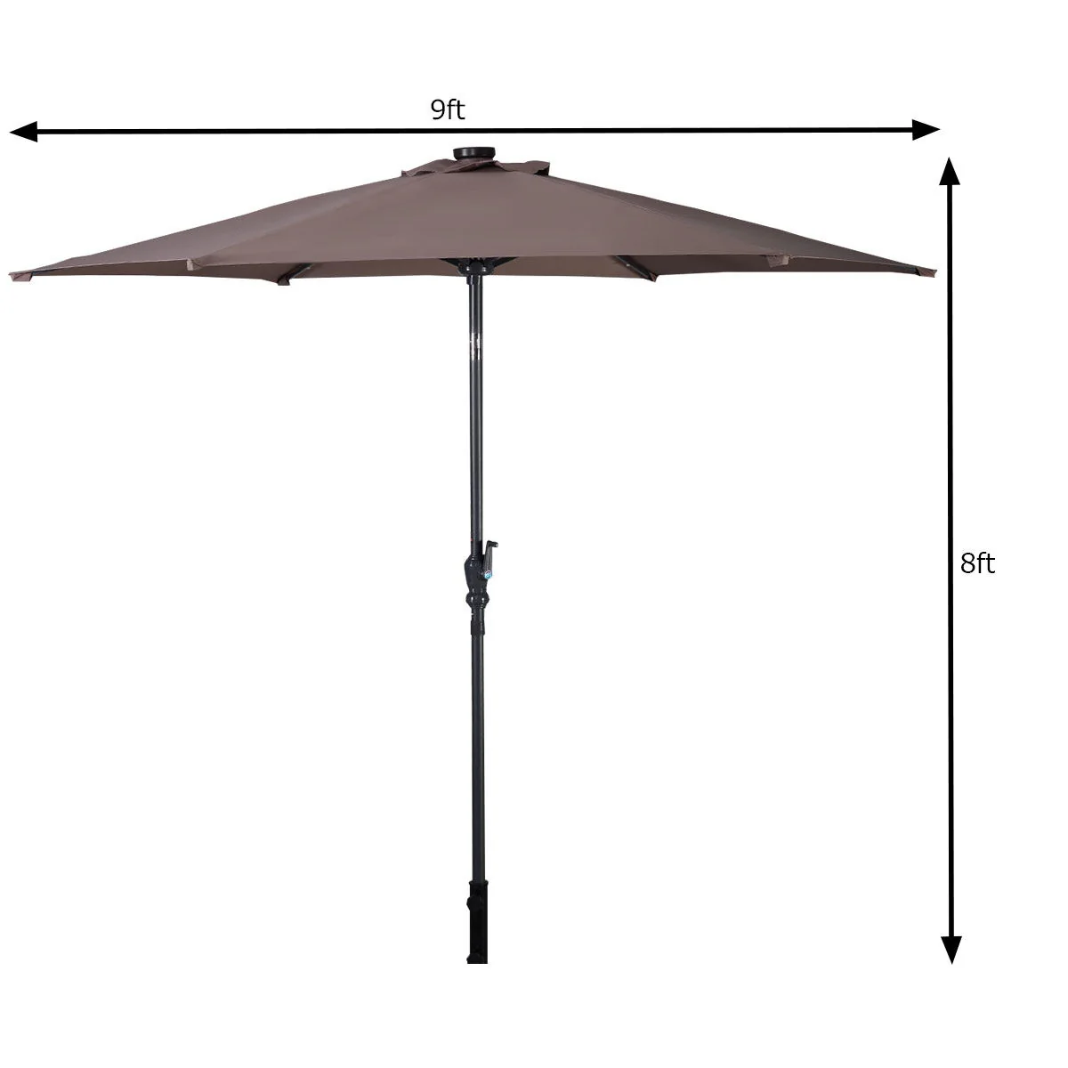 9FT Solar LED Patio Umbrella, Steel Tilt Crank, Tan - Image 6