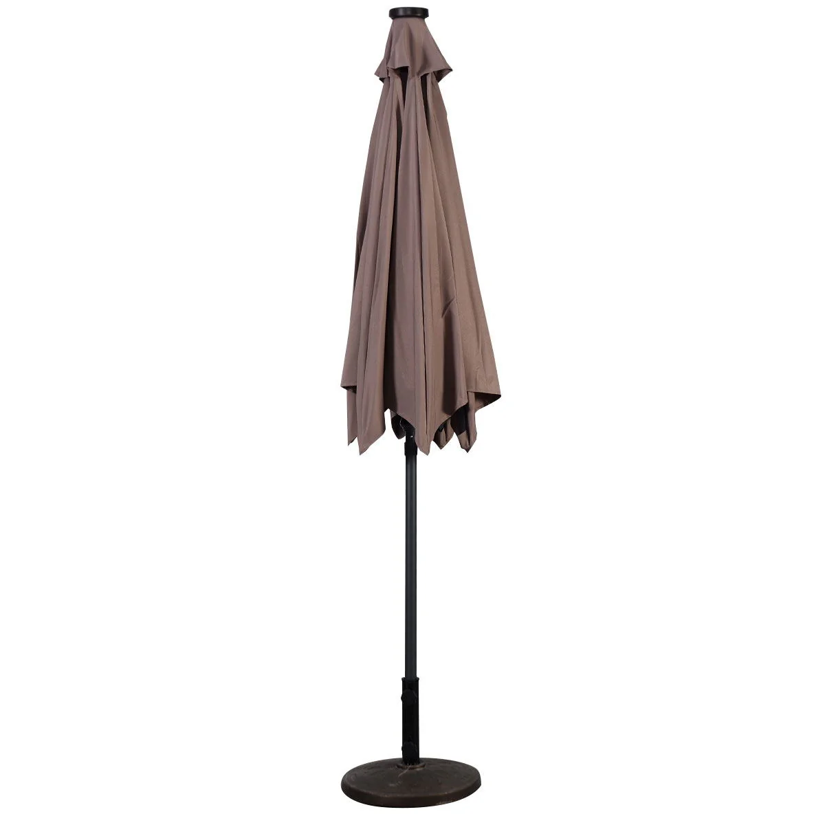 9FT Solar LED Patio Umbrella, Steel Tilt Crank, Tan - Image 7