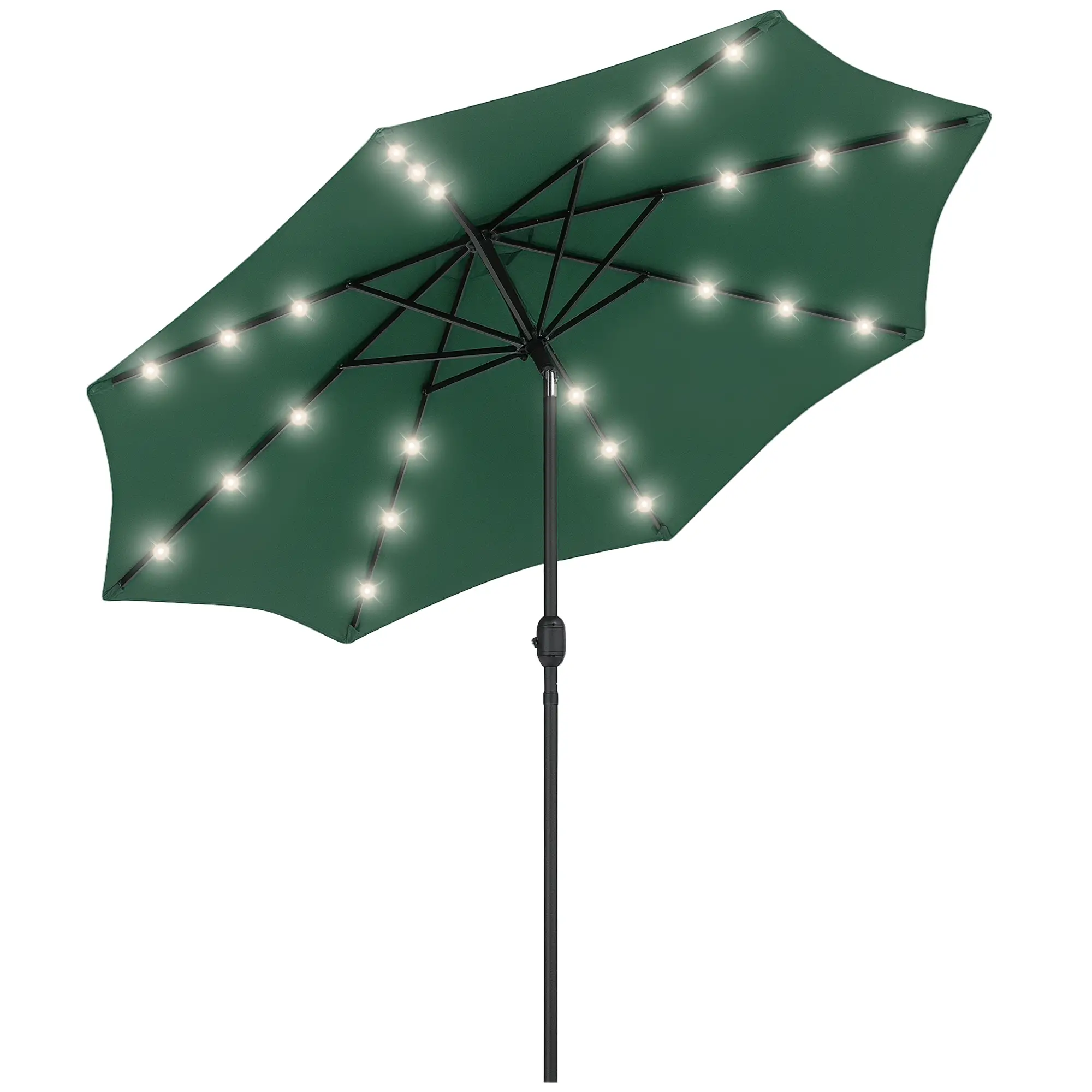 9ft Solar Patio Umbrella, 24 LED Lights, Tilt Canopy, Green - Image 11