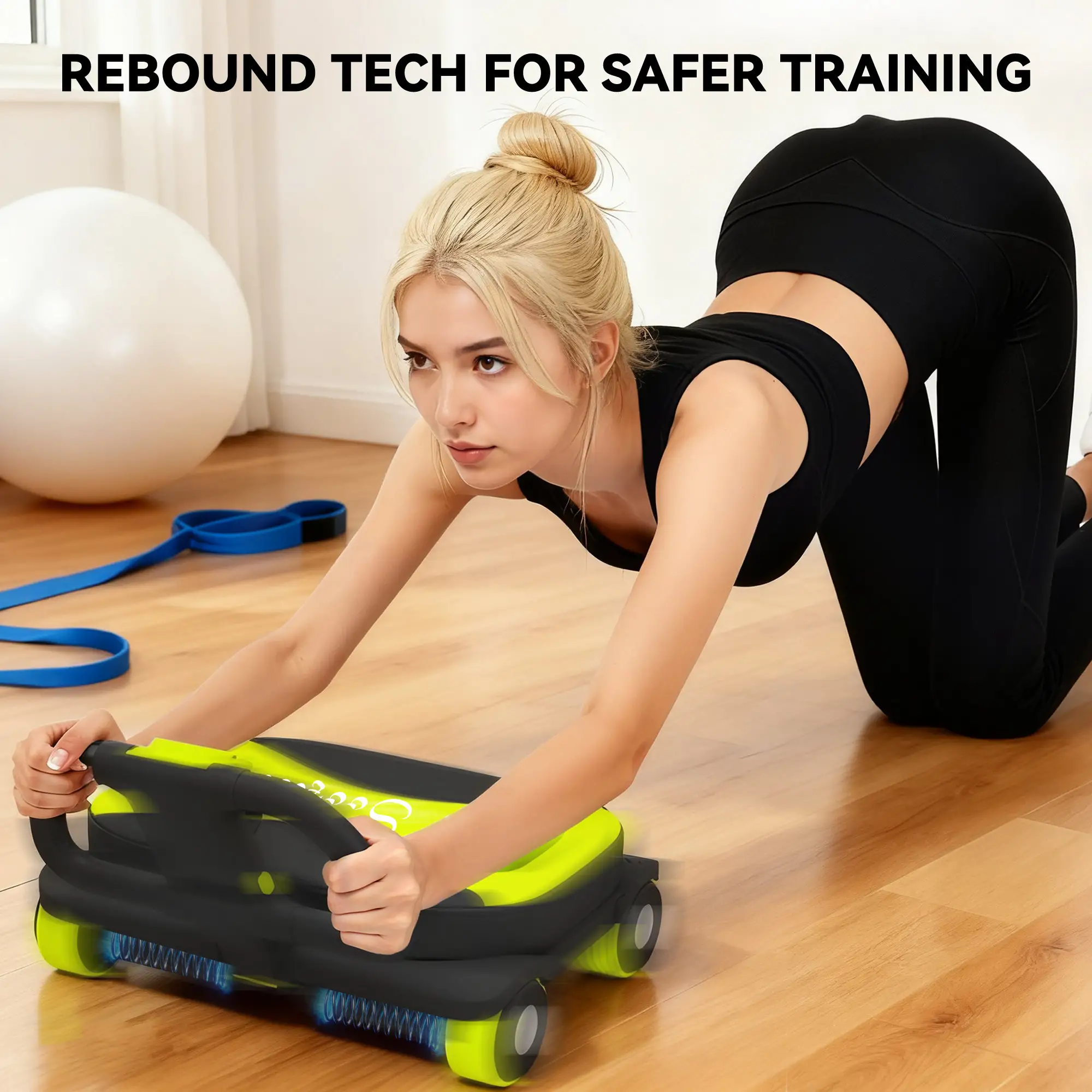 Ab Wheel Roller, Automatic Rebound, Core Trainer With Phone Holder - Image 4
