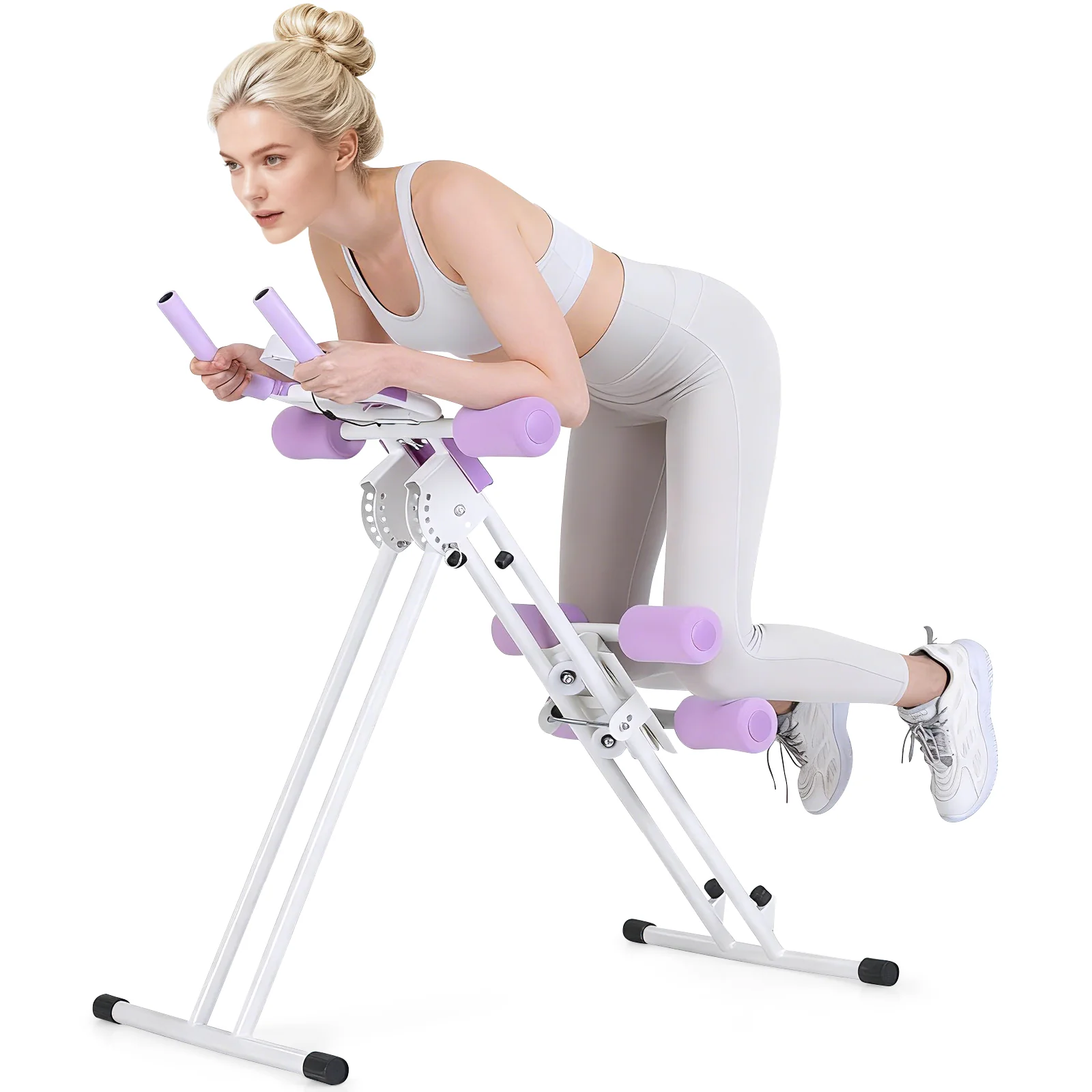 Ab Workout Equipment Foldable Abdominal Trainer Adjustable Ab Machine, White - Image 6
