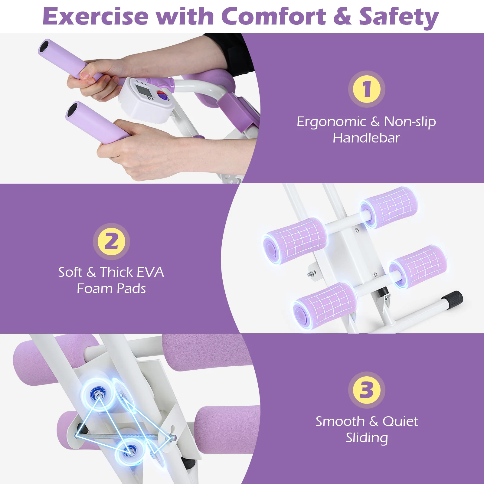 Ab Workout Equipment Foldable Abdominal Trainer Adjustable Ab Machine, White - Image 9