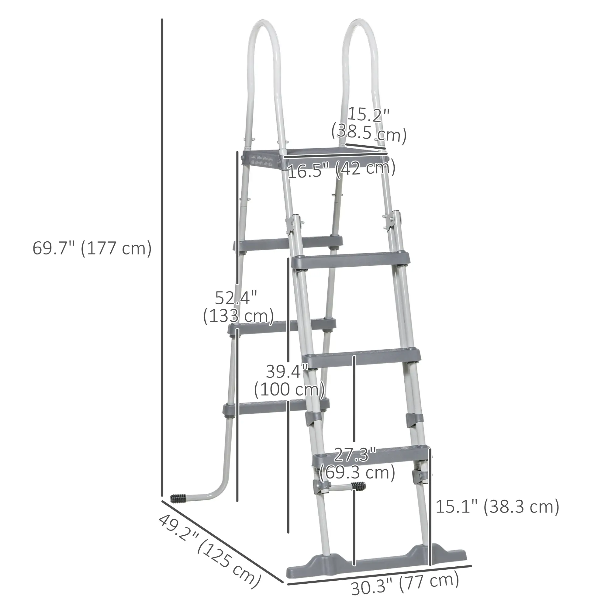 Above Ground Pool Ladder, 70", Fits 48" Pool Wall, Grey - Image 3