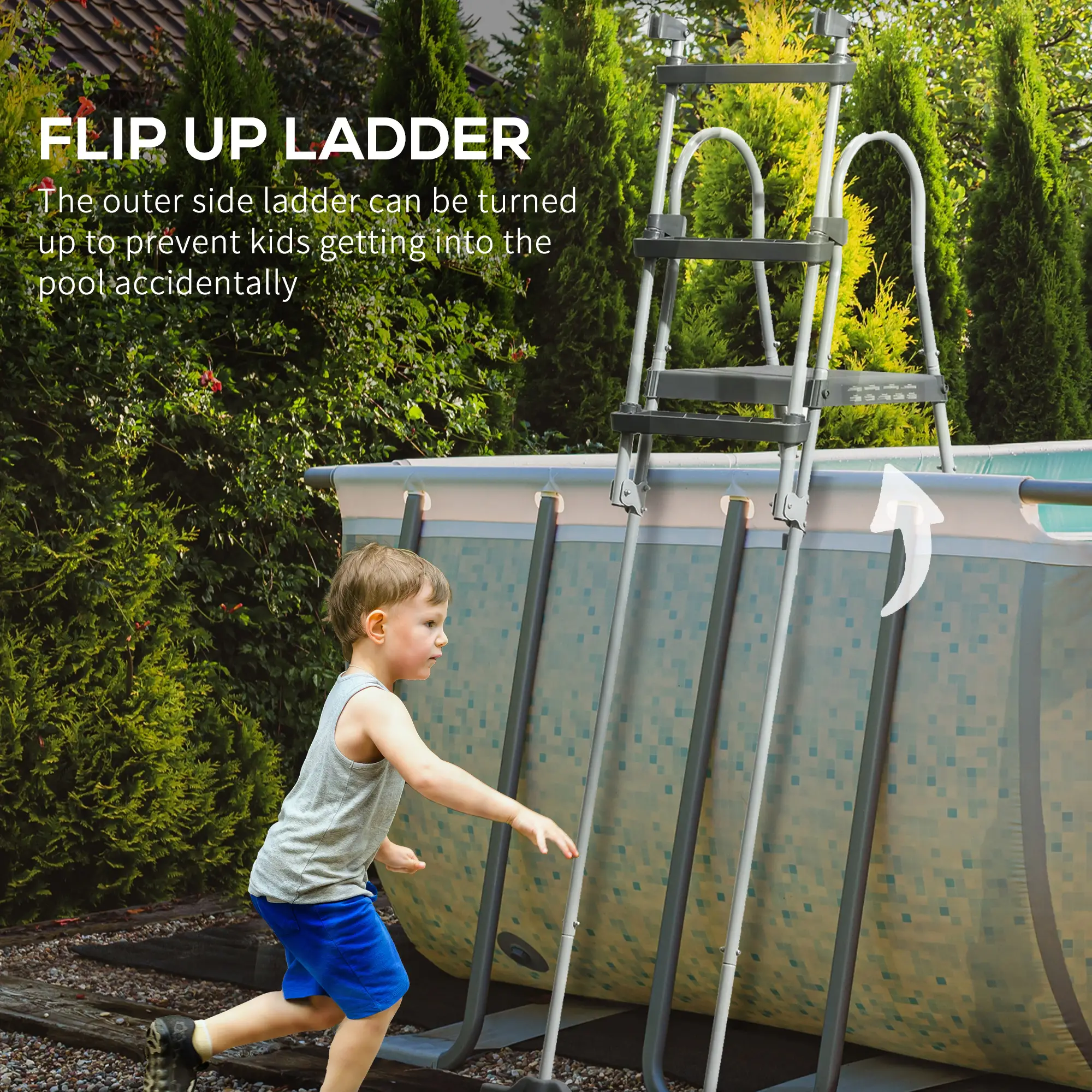 Above Ground Pool Ladder, 70", Fits 48" Pool Wall, Grey - Image 6