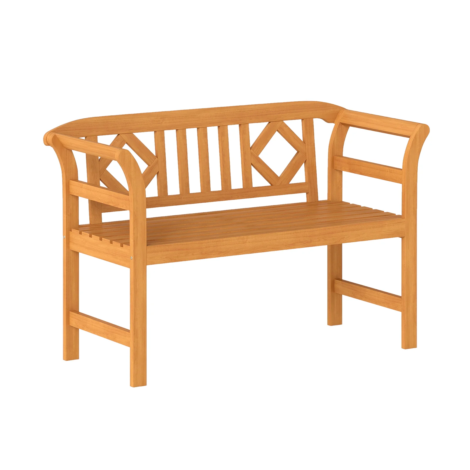 Acacia Wood 2-Person Patio Loveseat with Backrest and Armrests for Porch