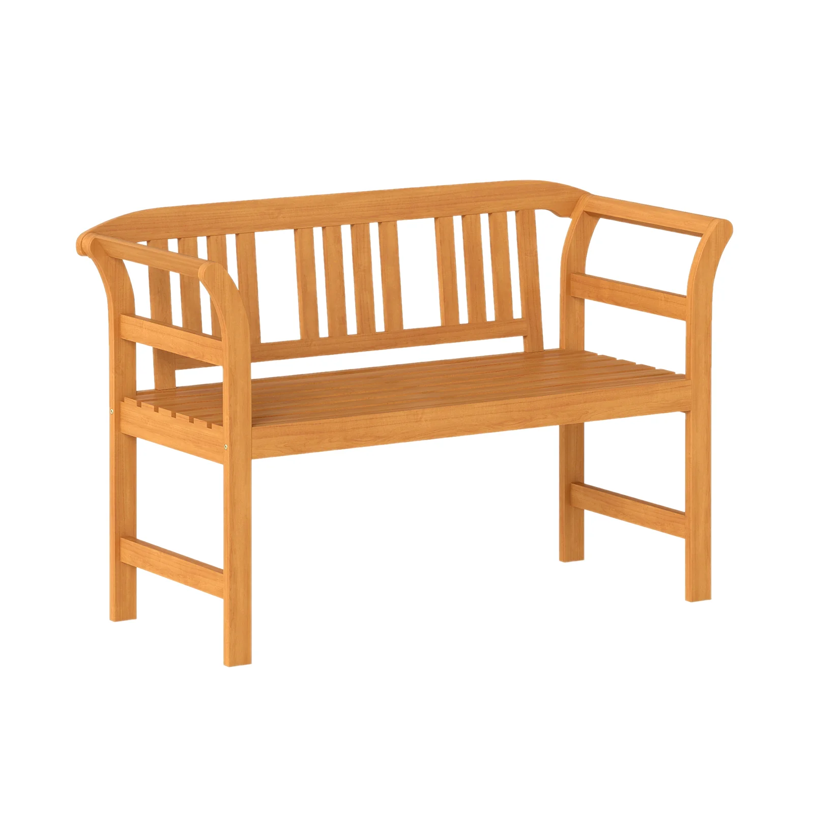 Acacia Wood 2-Person Patio Loveseat with Backrest and Armrests - Image 4