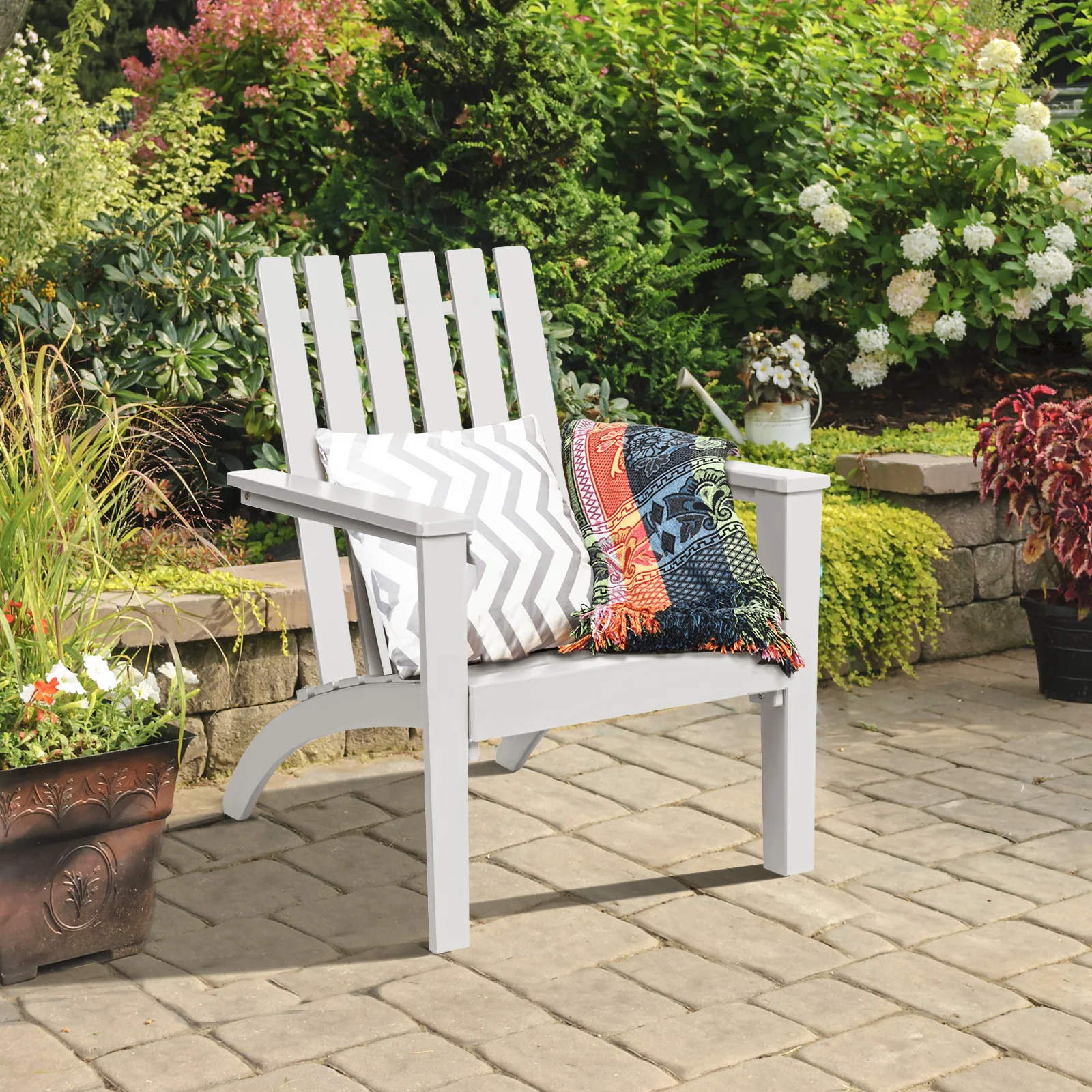 Acacia Wood Adirondack Armchair, White - Image 10
