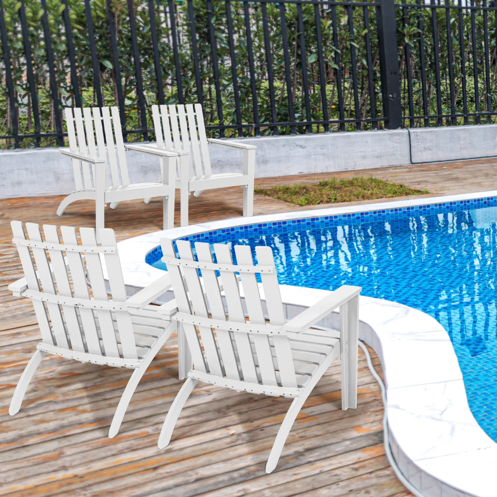 Acacia Wood Adirondack Armchair, White - Image 3