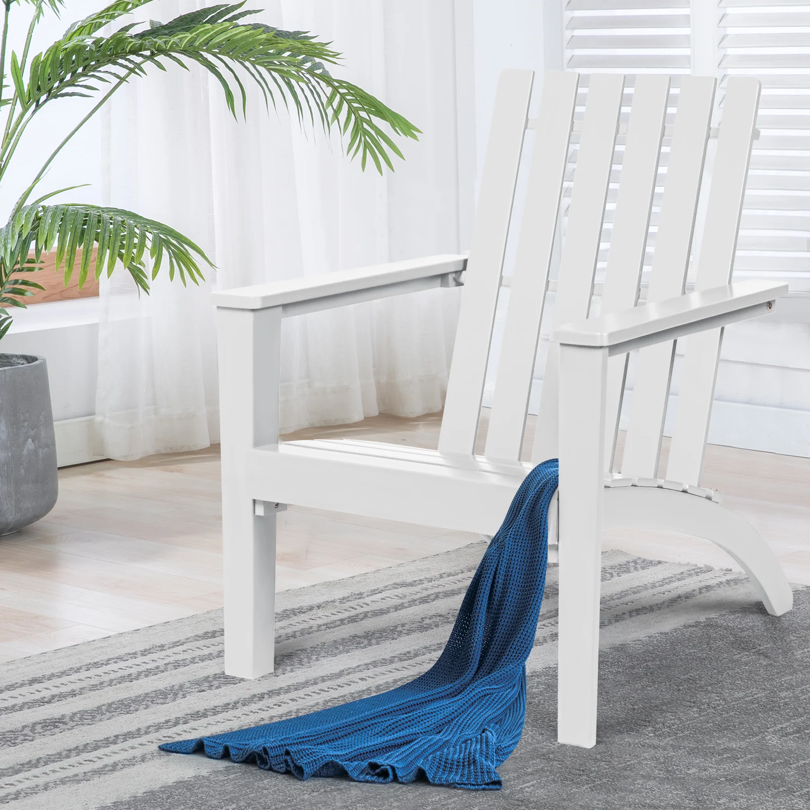 Acacia Wood Adirondack Armchair, White - Image 7