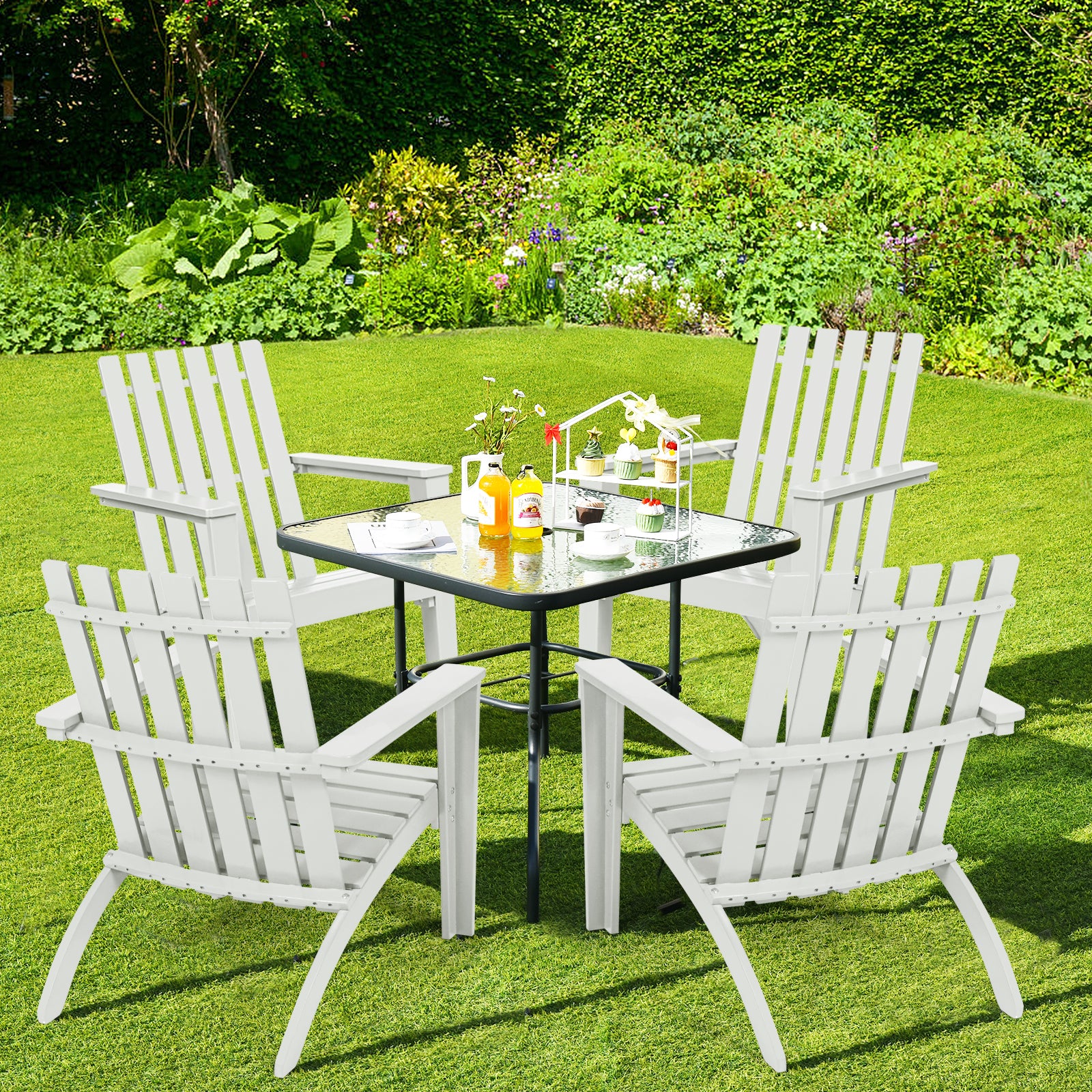Acacia Wood Adirondack Armchair, White - Image 8