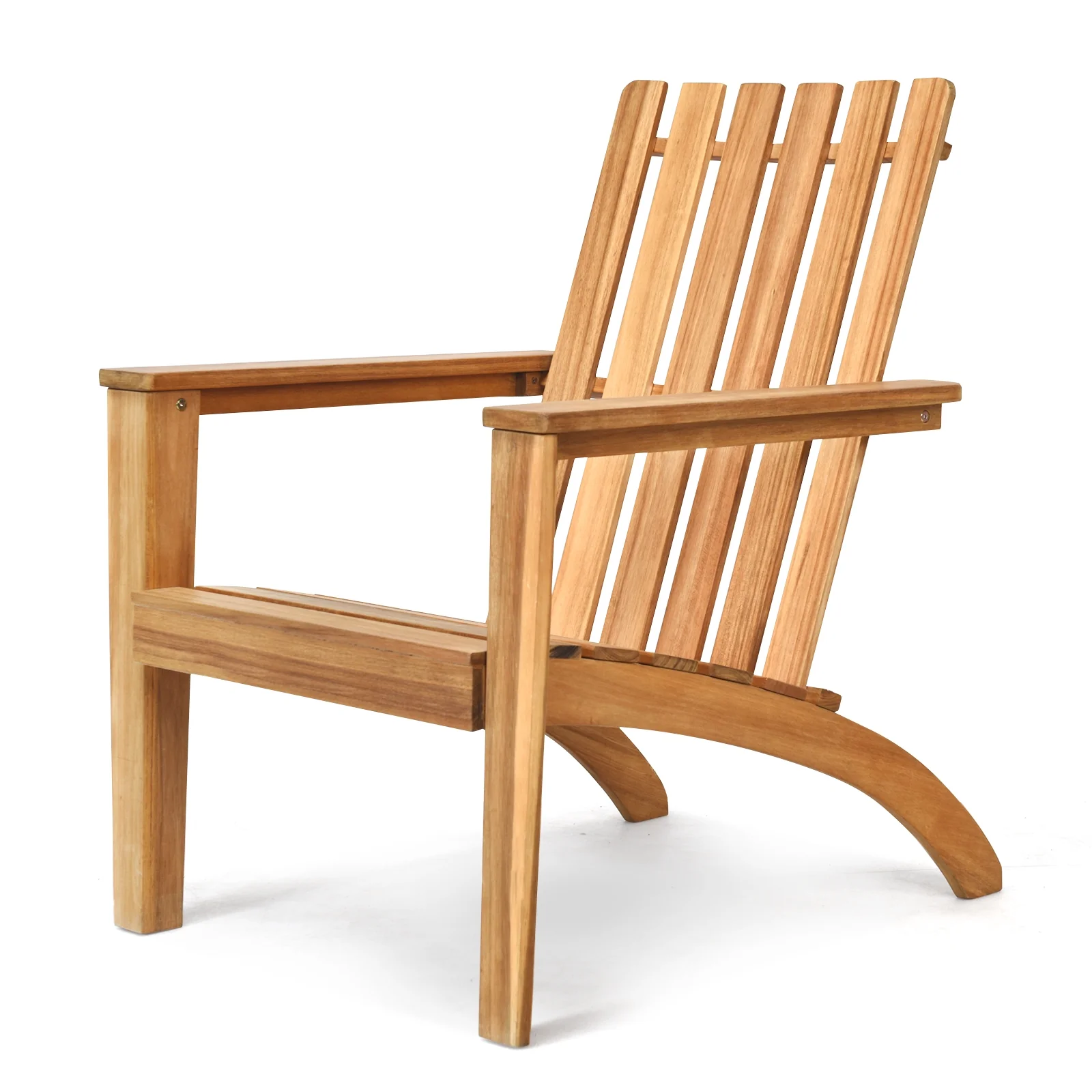 Acacia Wood Adirondack Lounge Armchair, Outdoor Patio, Natural - Image 4