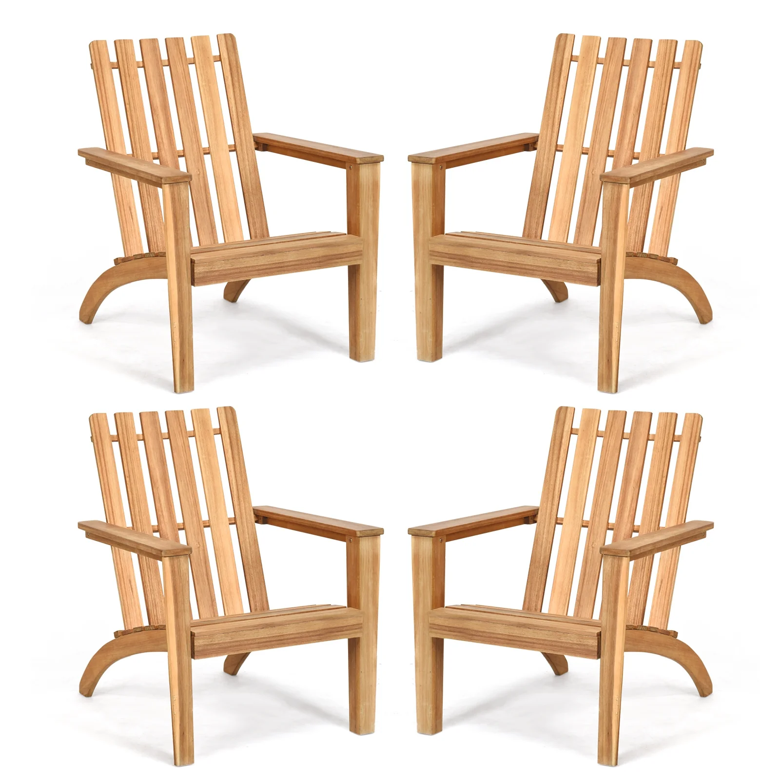 Acacia Wood Adirondack Lounge Armchair, Outdoor Patio, Natural - Image 8