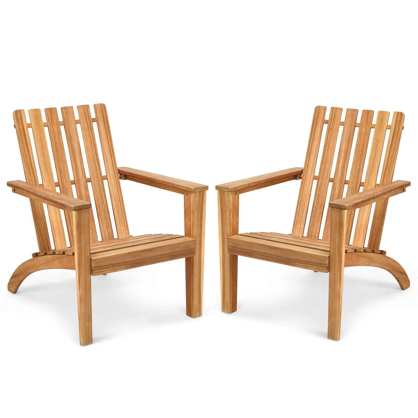 Acacia Wood Adirondack Lounge Armchair, Outdoor Patio, Natural - Image 9