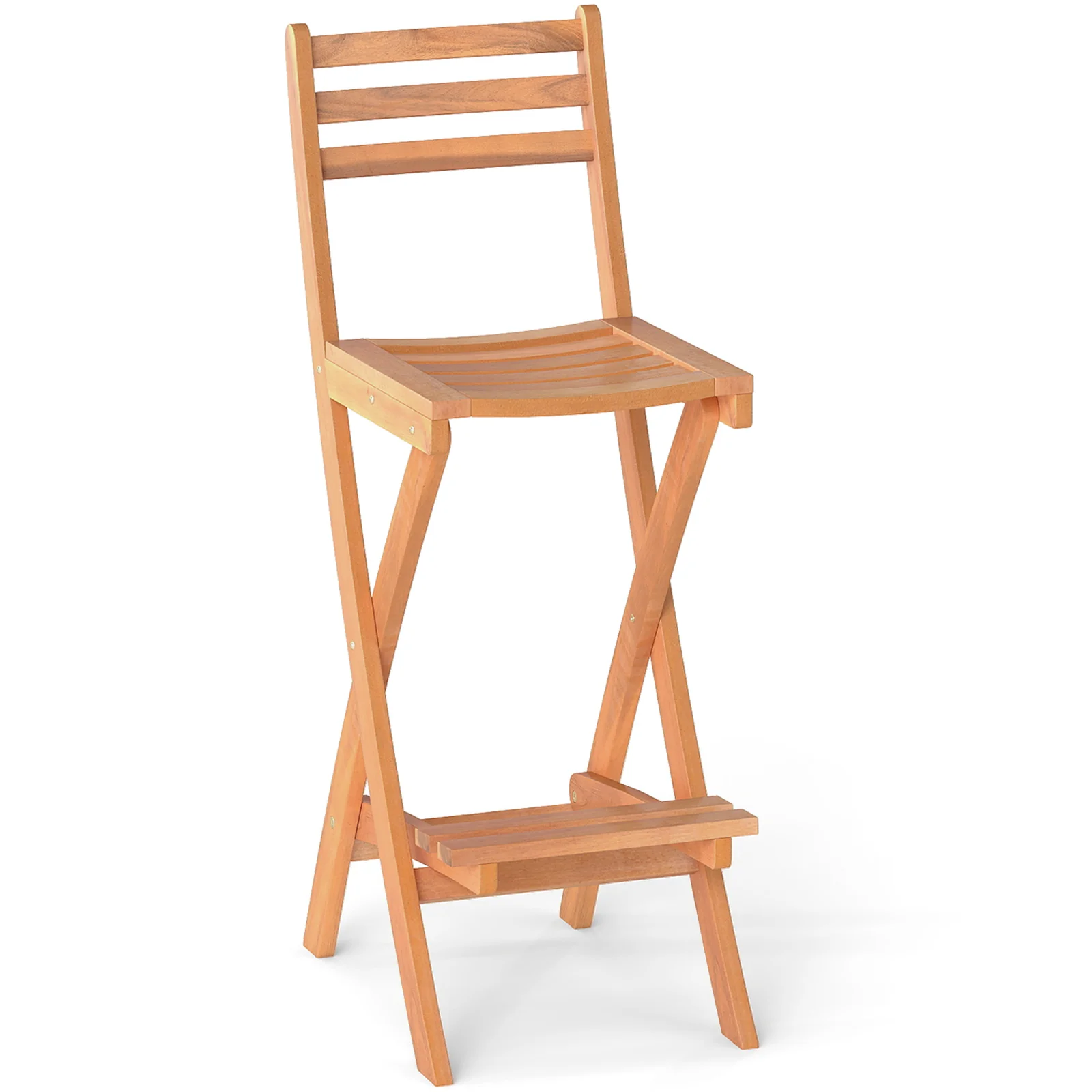 Acacia Wood Bar Height Chair with Backrest and Footrest for Backyard-1pcs - Image 4