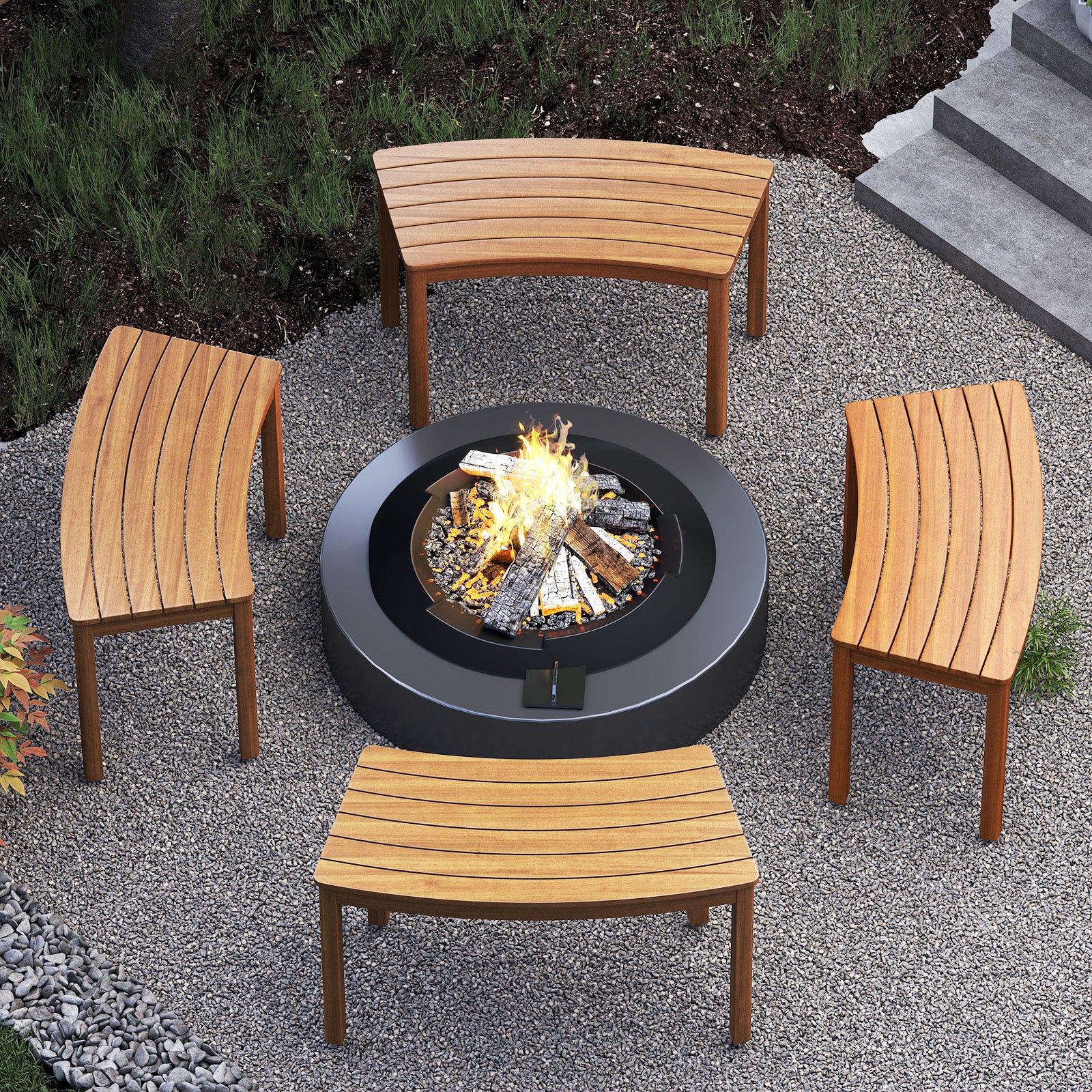 Acacia Wood Bench Set, 2/3/4, Natural - Image 2