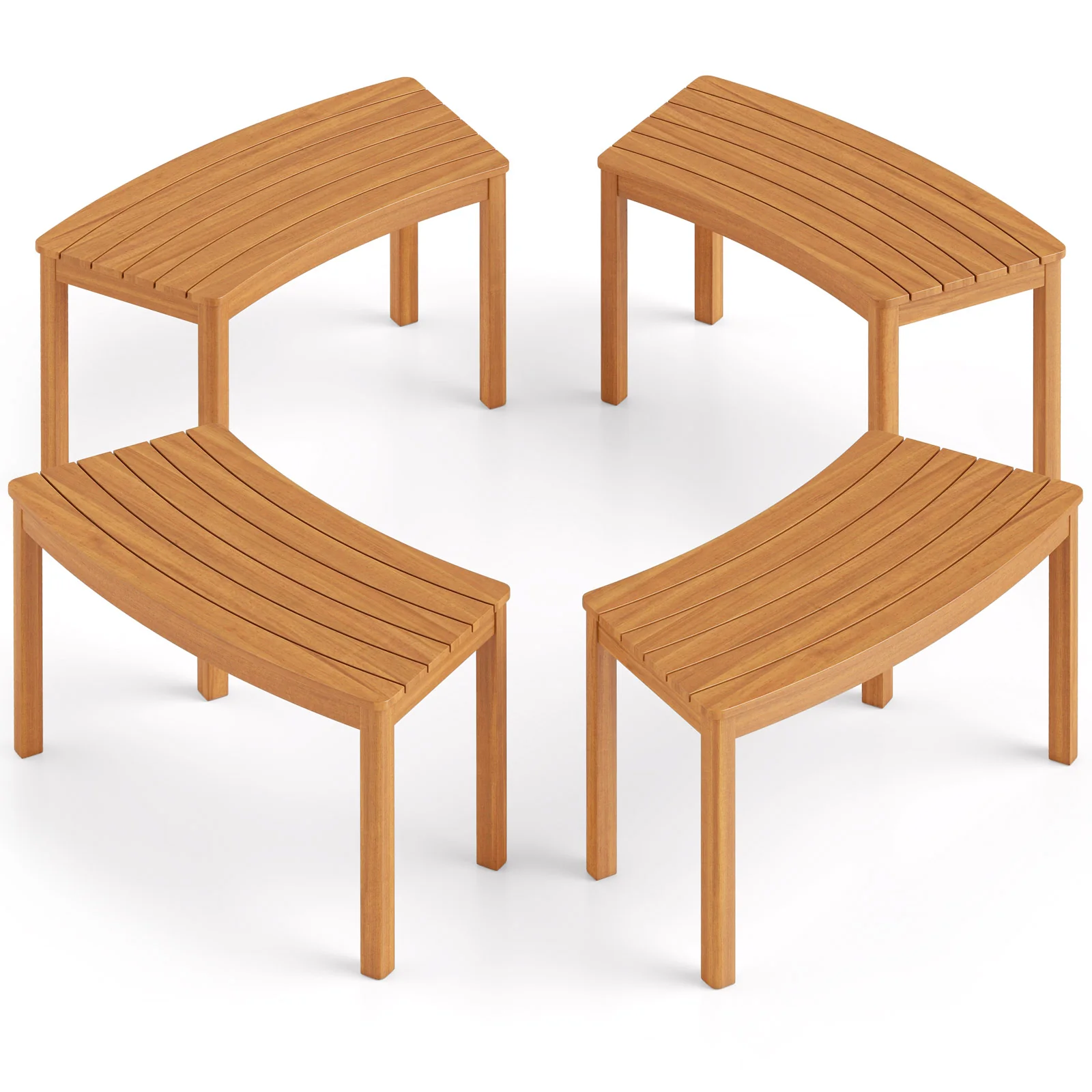 Acacia Wood Bench Set, 2/3/4, Natural - Image 4