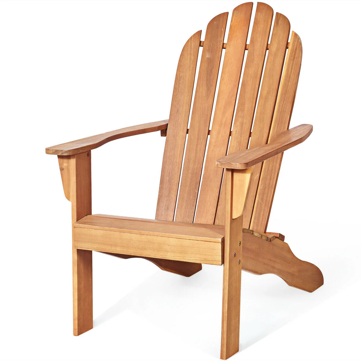 Acacia Wood Outdoor Adirondack Chair, Ergonomic Design, Natural - Image 4