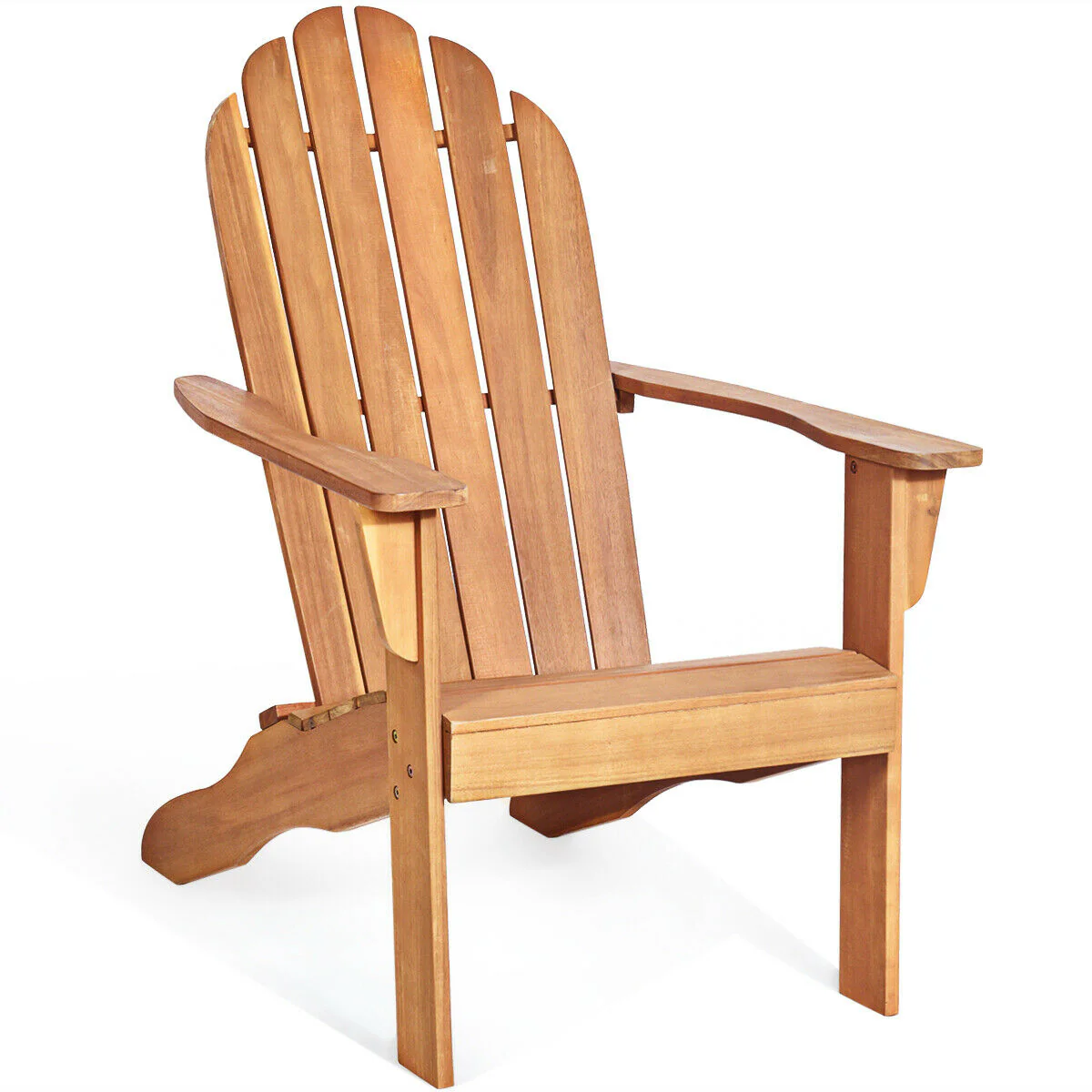 Acacia Wood Outdoor Adirondack Chair, Ergonomic Design, Natural - Image 9