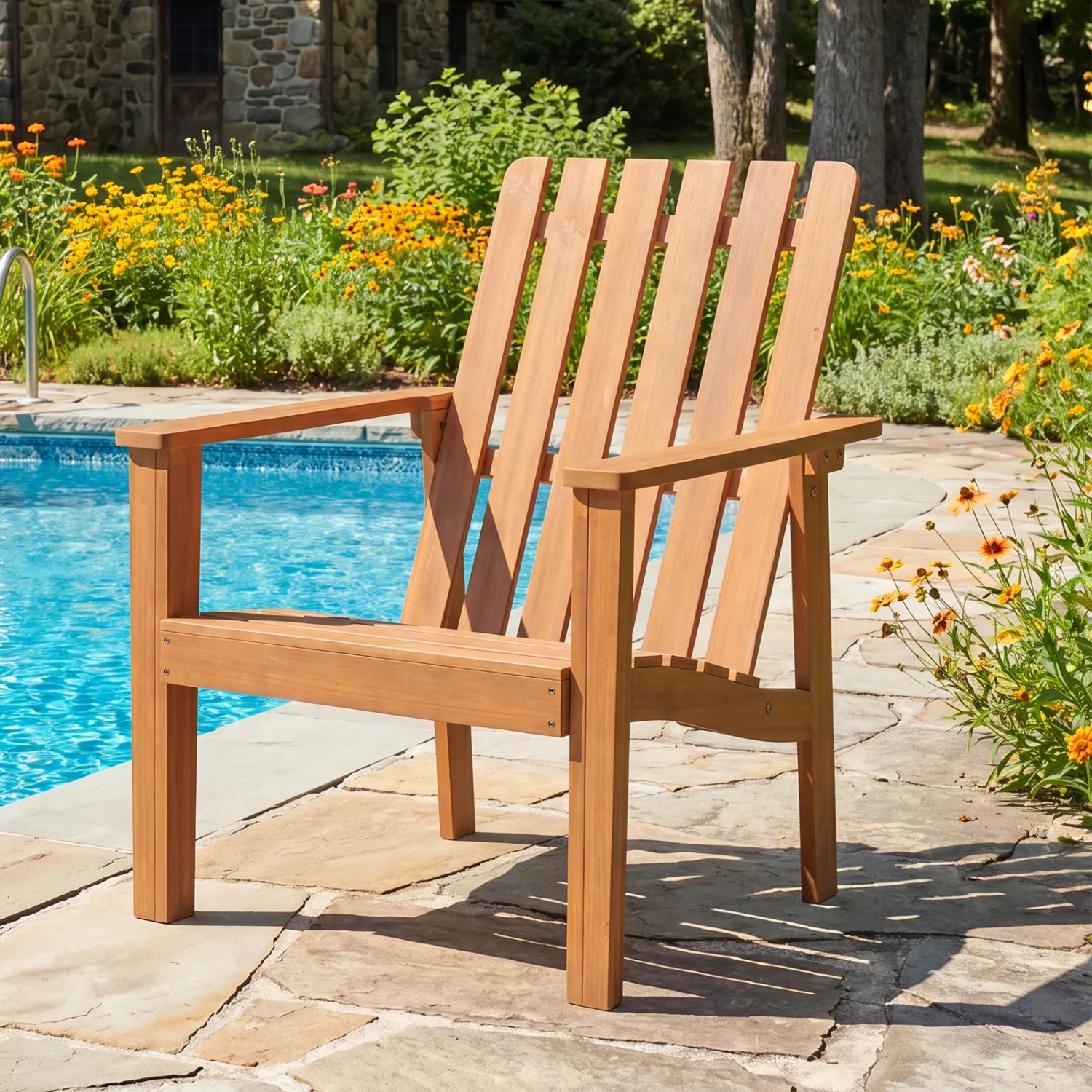 Acacia Wood Outdoor Chair with Slatted Backrest, 2 Pack - Image 7