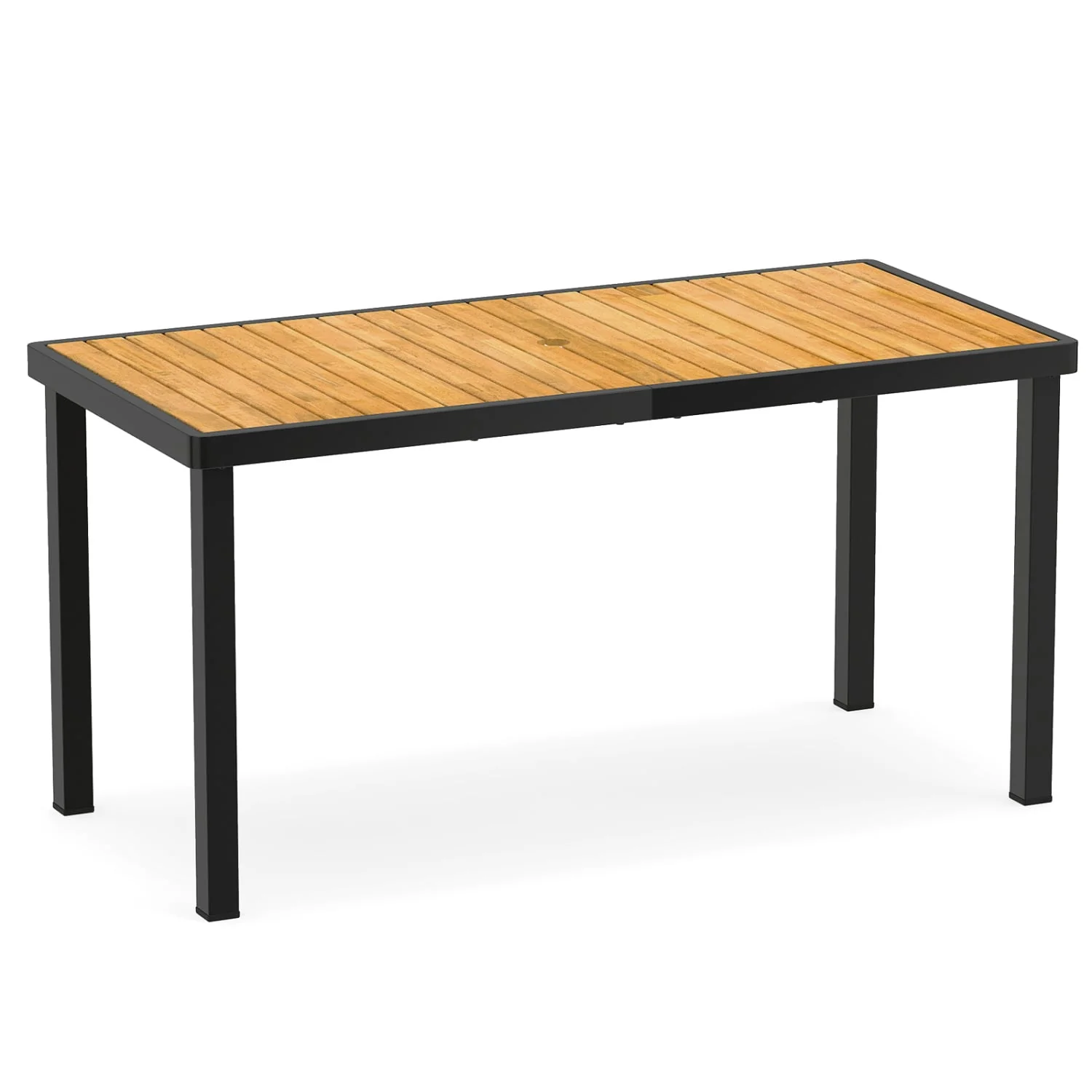 Acacia Wood Outdoor Dining Table, 1.97" Umbrella Hole, 6-Person