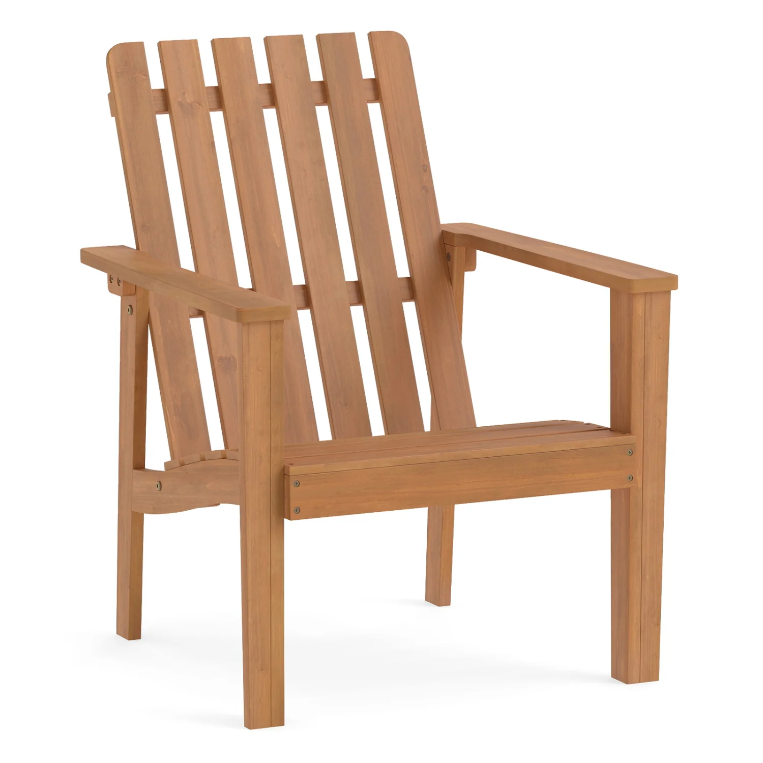 Acacia Wood Outdoor Patio Chair, Slatted Backrest, Armrest