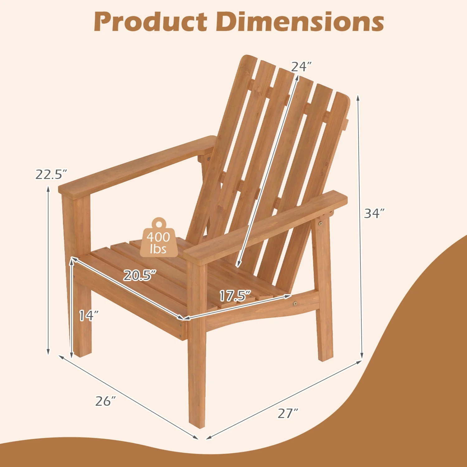 Acacia Wood Outdoor Patio Chair, Slatted Backrest, Armrest - Image 5
