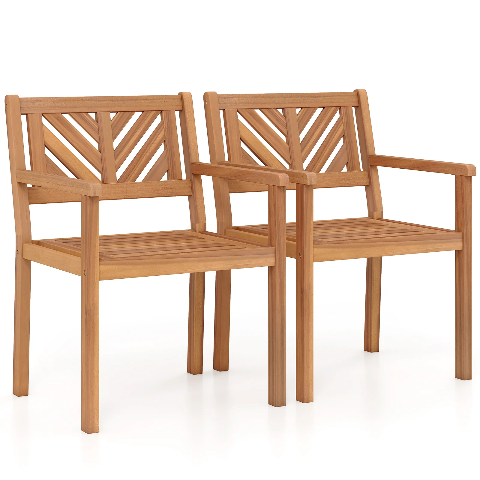 Acacia Wood Patio Dining Chairs, 400 lbs Capacity, Set of 2