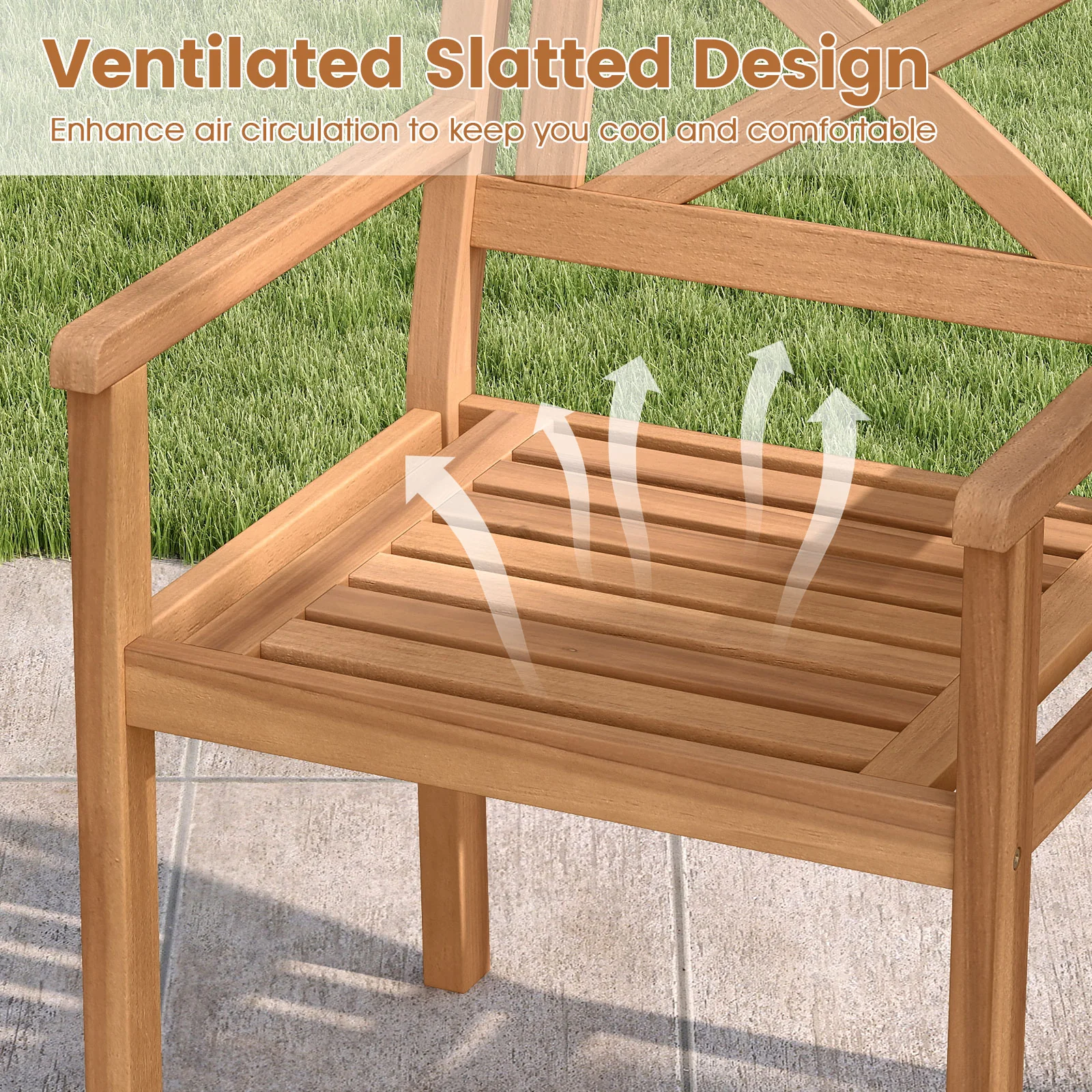 Acacia Wood Patio Dining Chairs, Set of 4, Outdoor Garden - Image 8