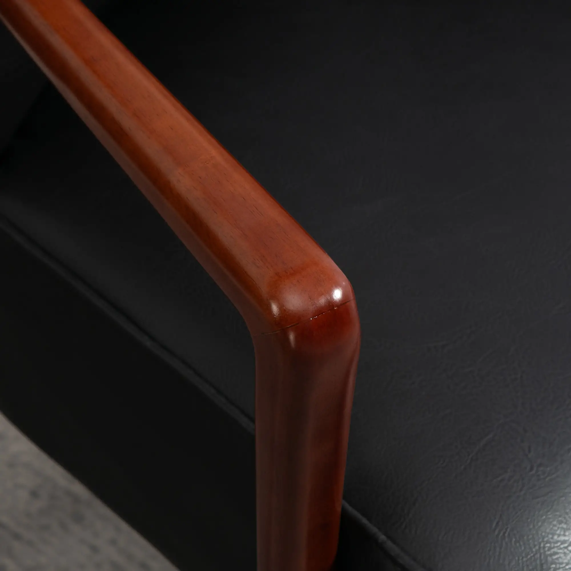Accent Chair, Modern Armchair, Faux Leather Upholstered with Wood Legs, Black - Image 10