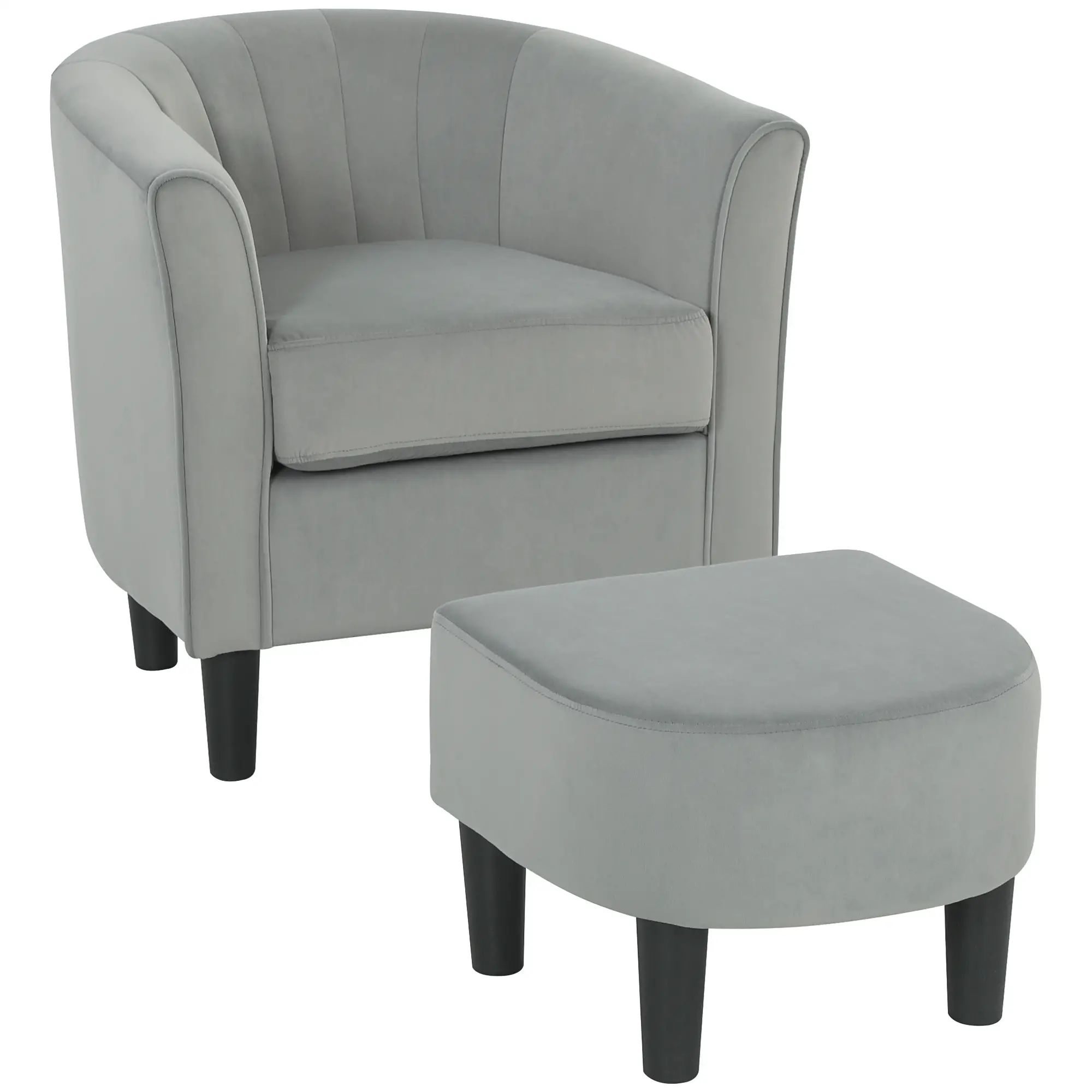 Accent Chair Modern Upholstered Living Room Chair with Ottoman and Pocket Spring Cushion Grey - Image 10