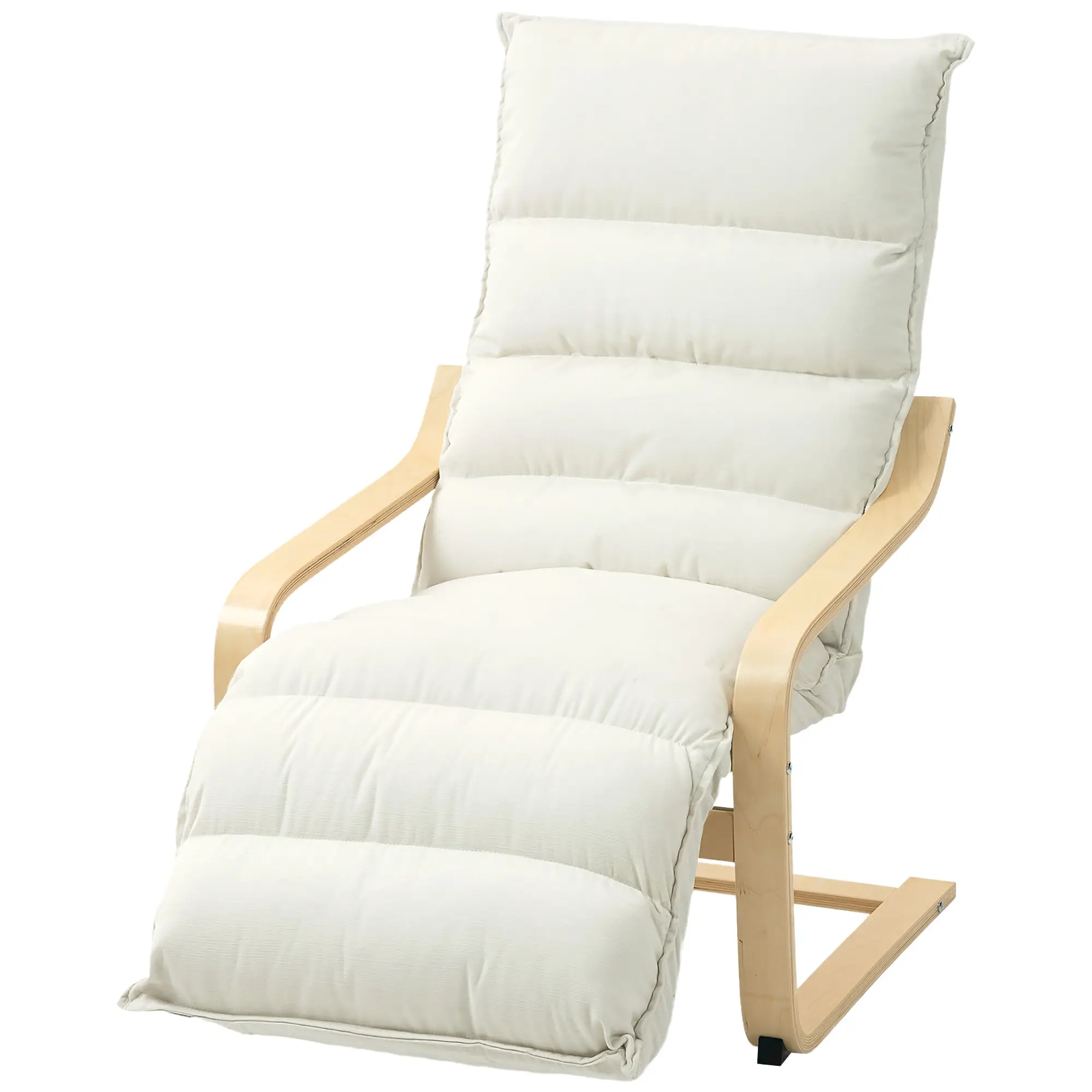 Accent Chair, Velvet Upholstered Living Room Chair with Footrest, Wood Frame, Cream White