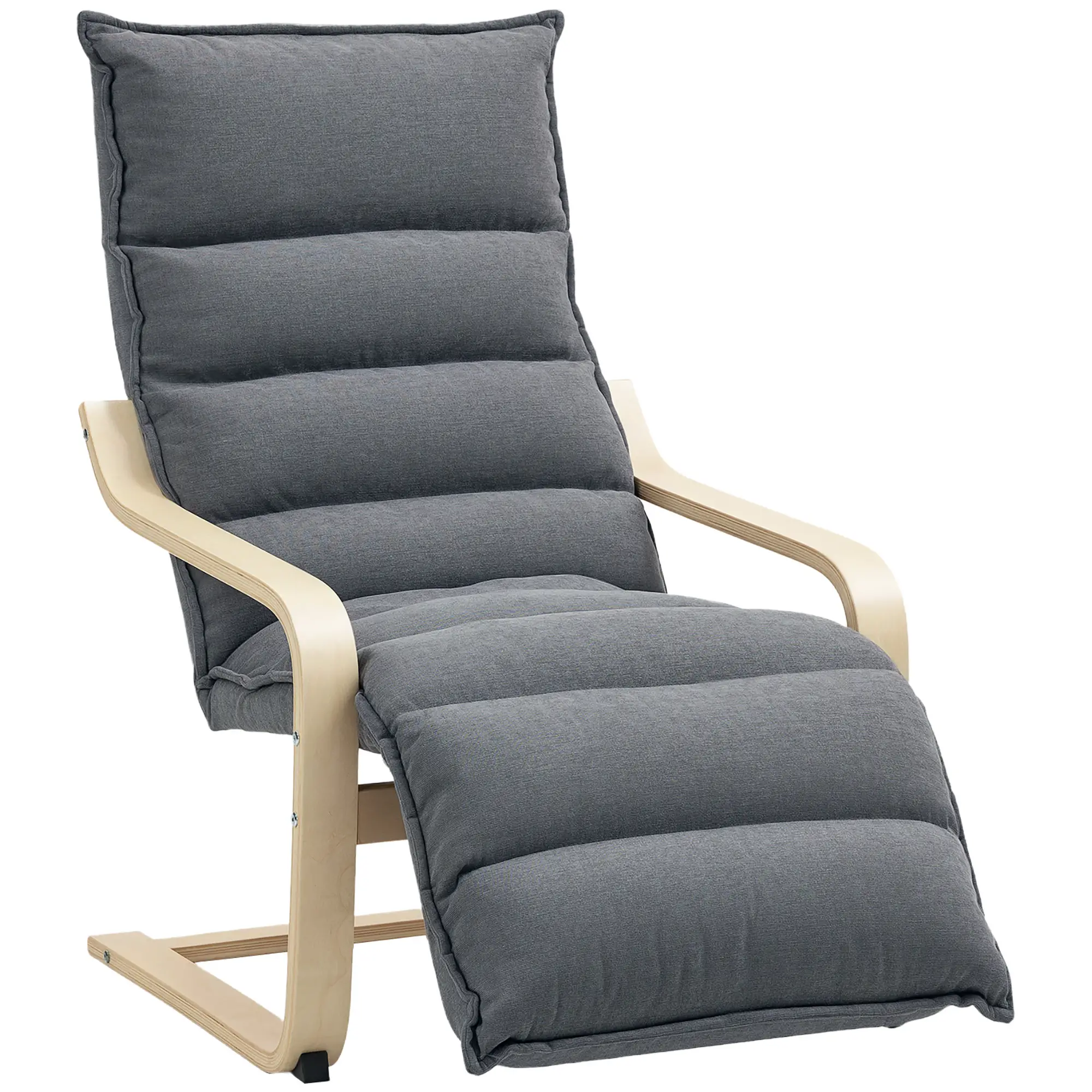 Accent Chair, Velvet Upholstered Living Room Chair with Footrest, Wood Frame, Dark Grey - Image 11