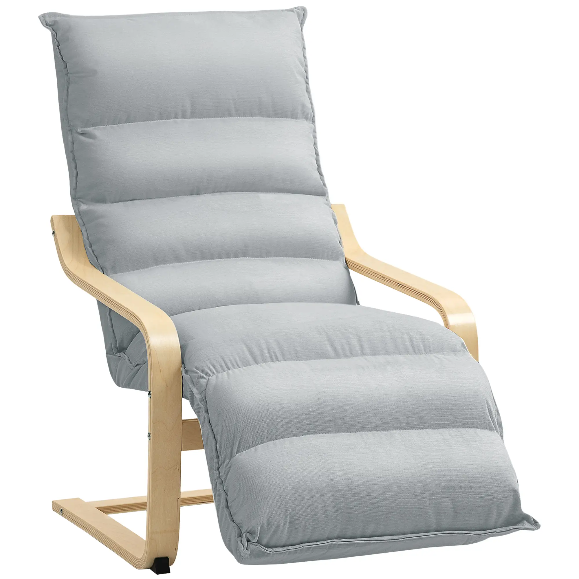 Accent Chair, Velvet Upholstered Living Room Chair with Footrest, Wood Frame, Light Grey - Image 11