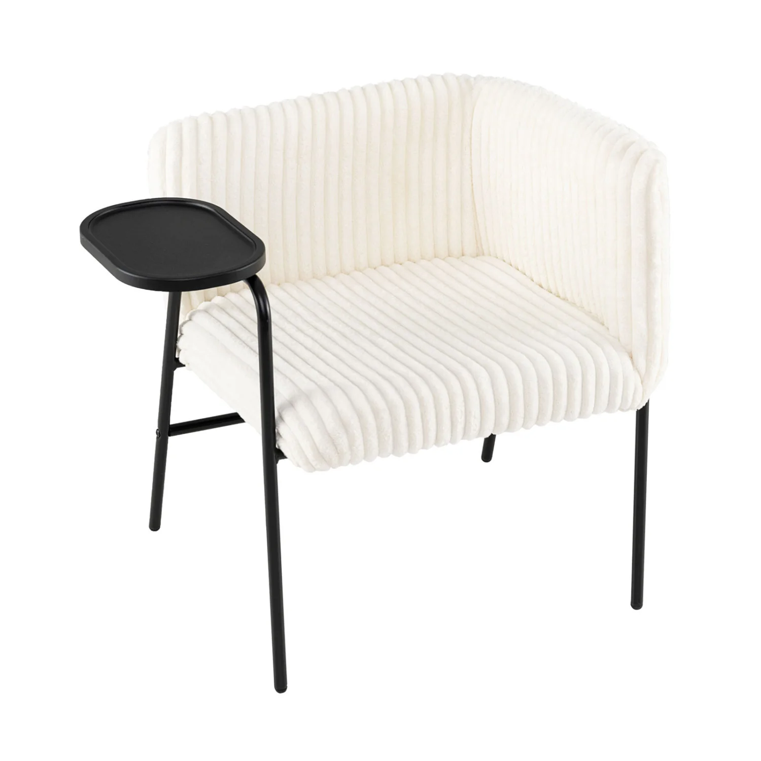 Accent Chair with Tray Table, Metal Frame, Beige - Image 4