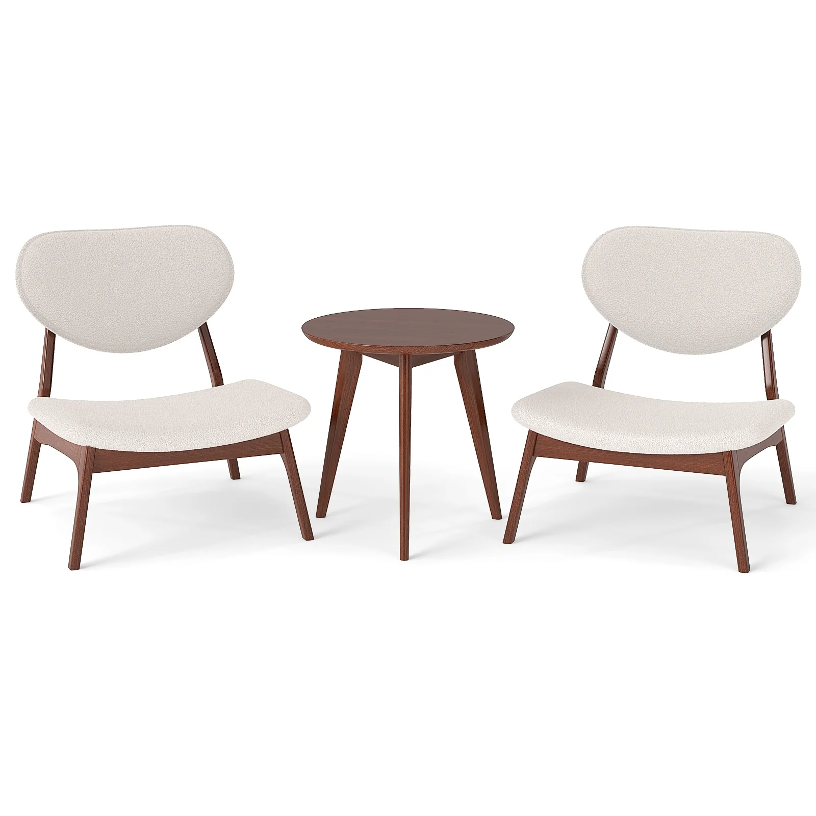 Accent Chairs Set Of 2 With Side Table, Solid Wood Frame, Beige - Image 5