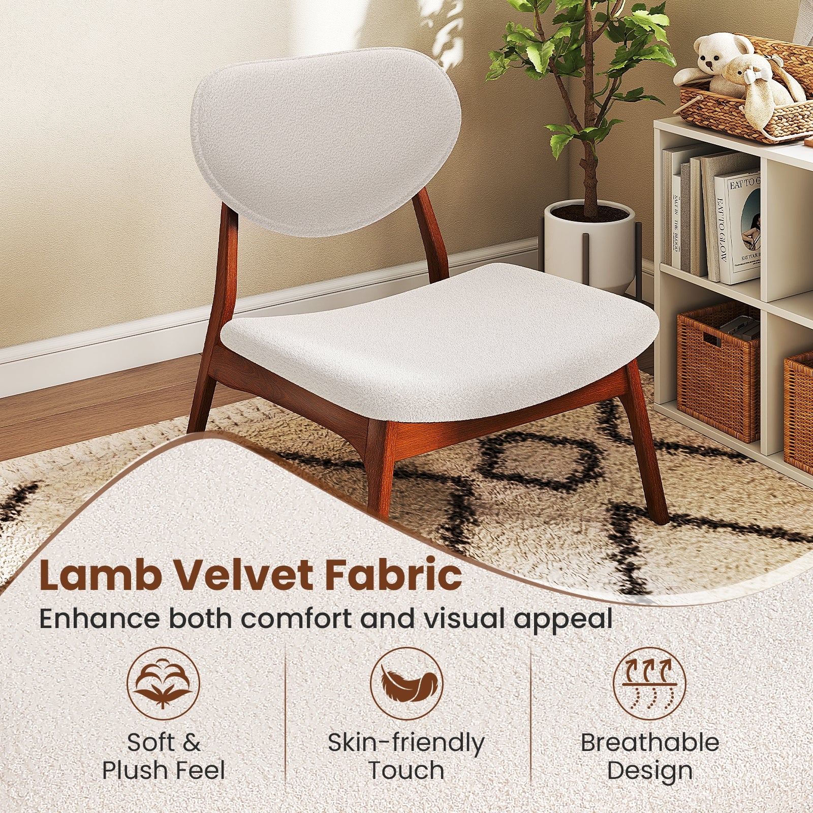 Accent Chairs Set Of 2 With Side Table, Solid Wood Frame, Beige - Image 7