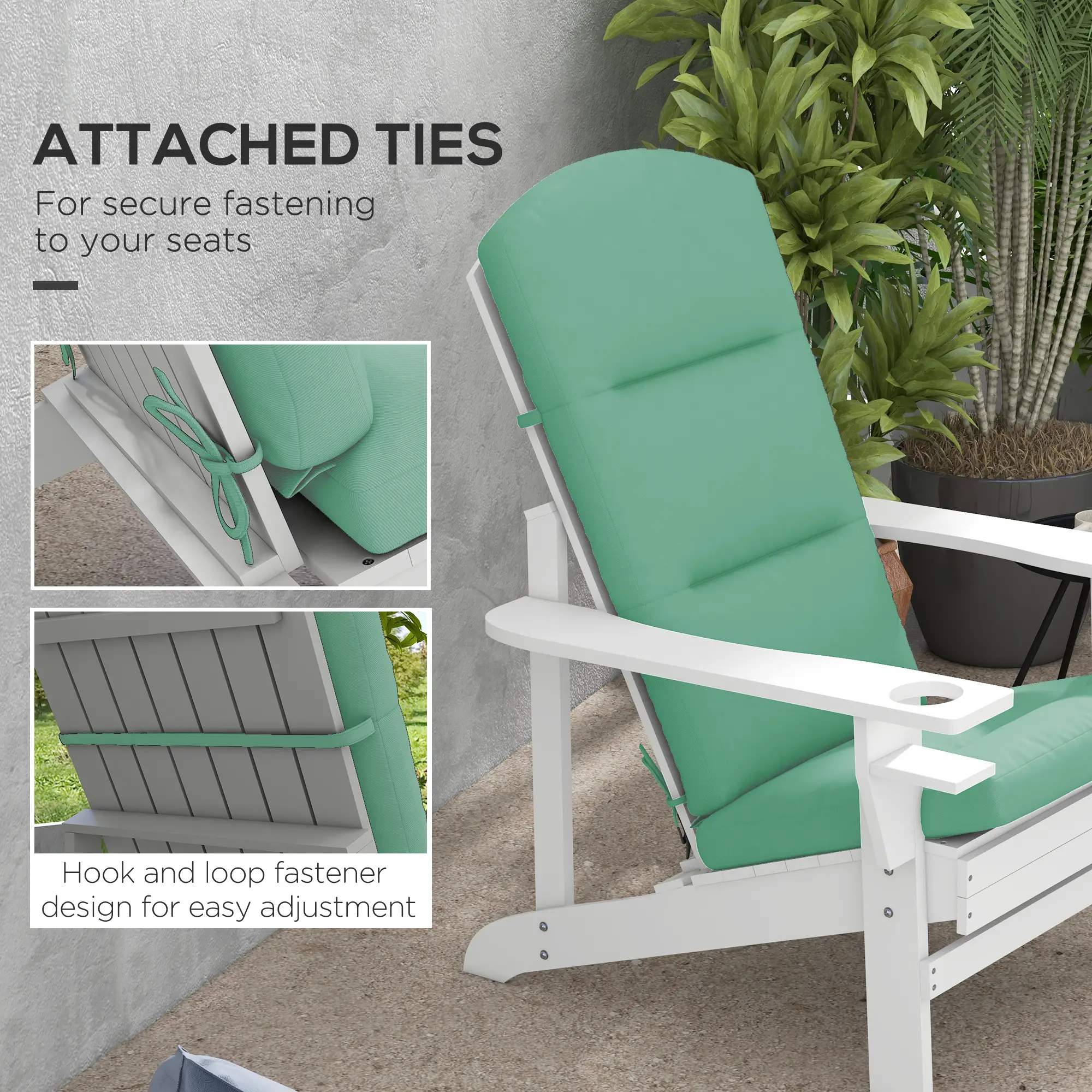 Adirondack Chair Cushions, Set of 2, Green - Image 6