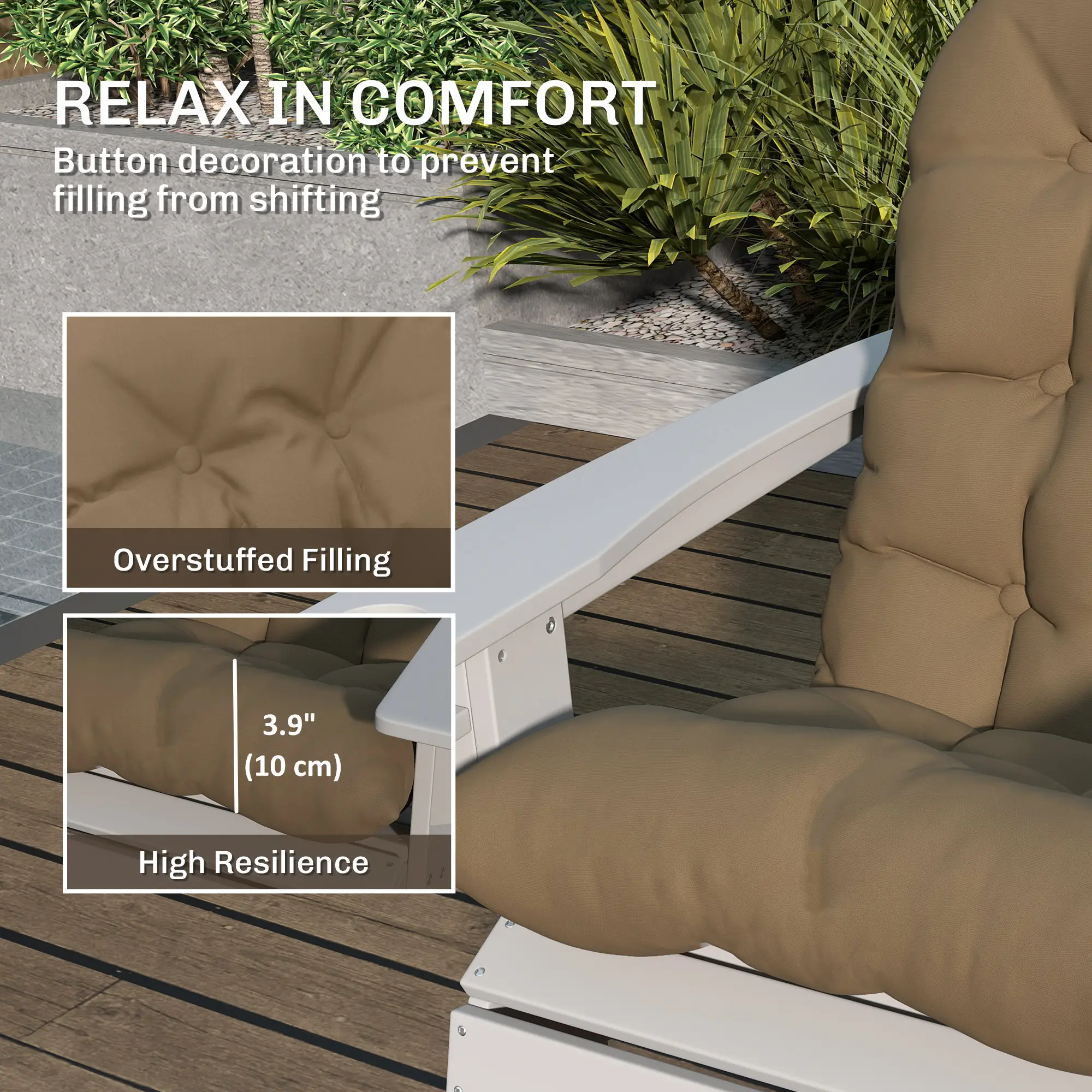 Adirondack Chair Cushions, Set of 2, Khaki - Image 4