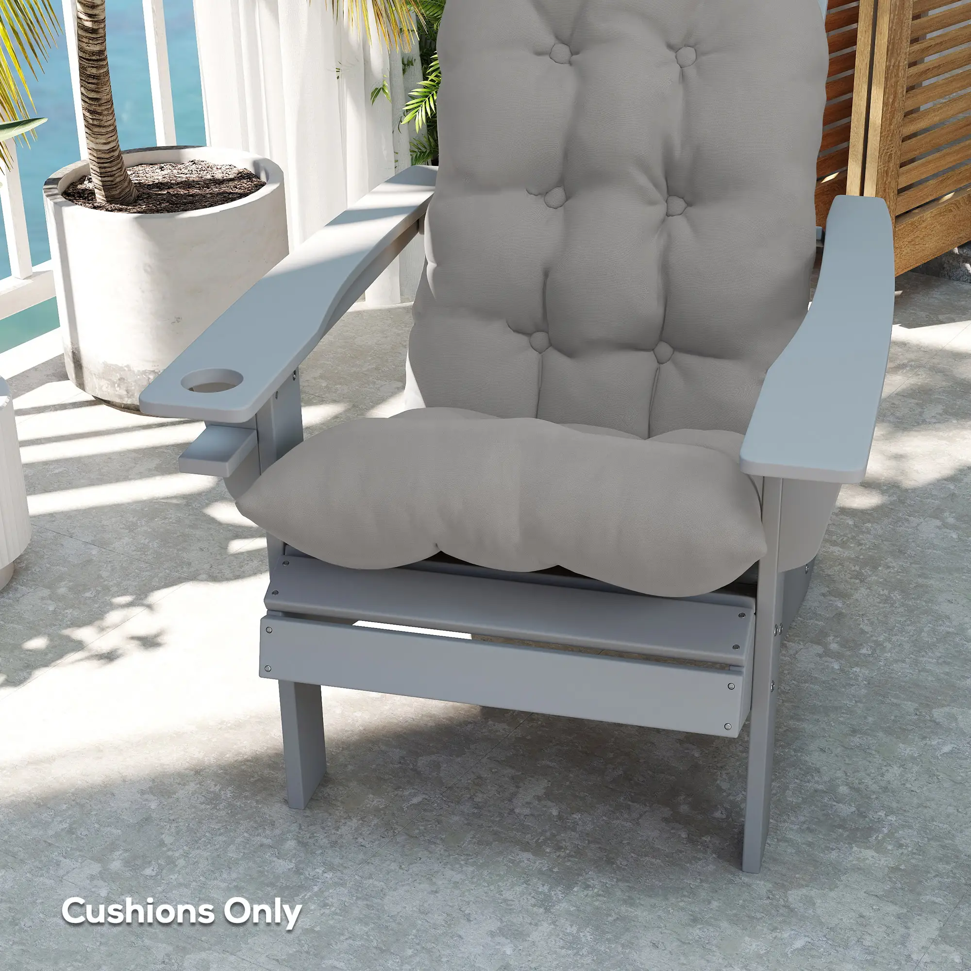 Adirondack Chair Cushions, Set of 2, Light Grey - Image 10