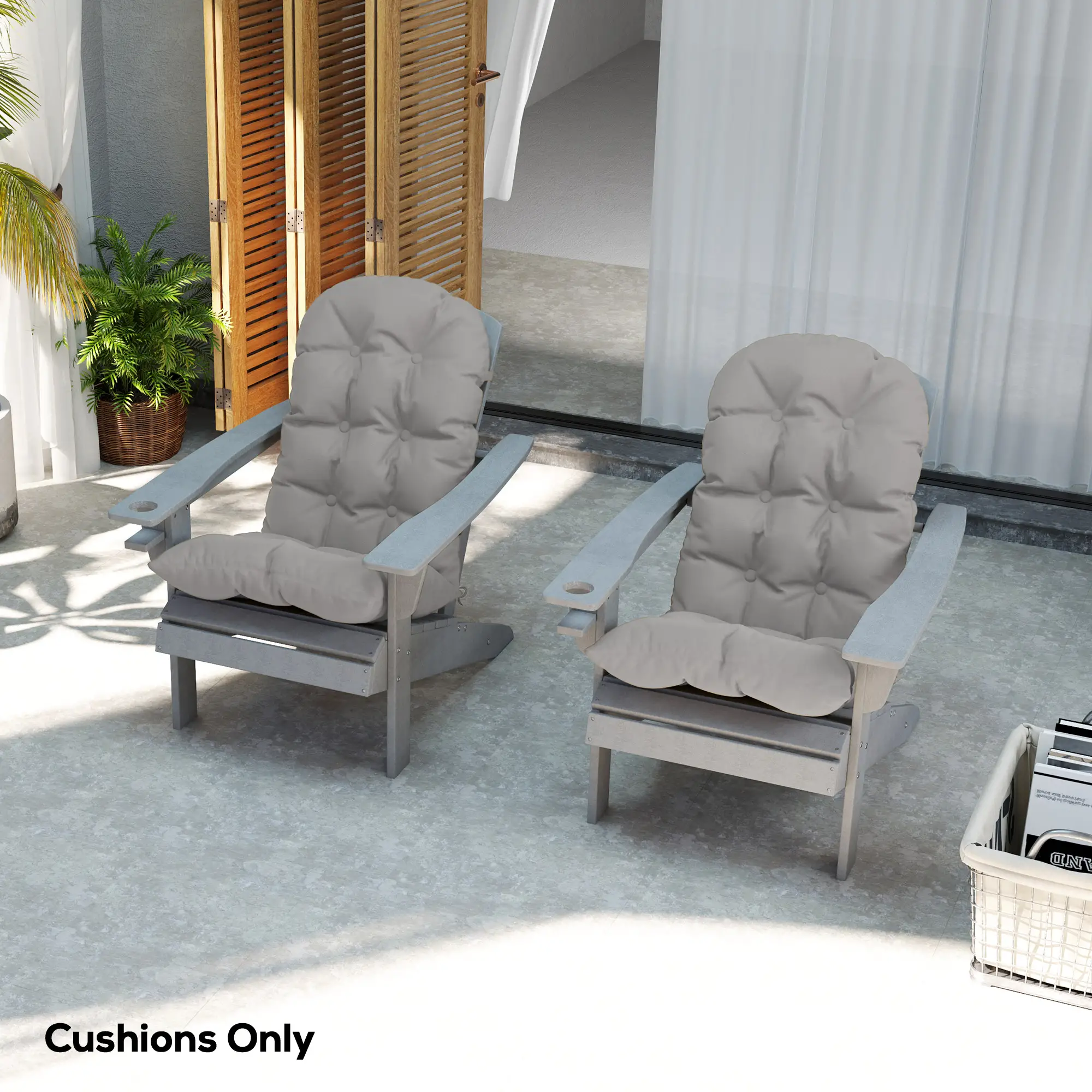 Adirondack Chair Cushions, Set of 2, Light Grey - Image 7
