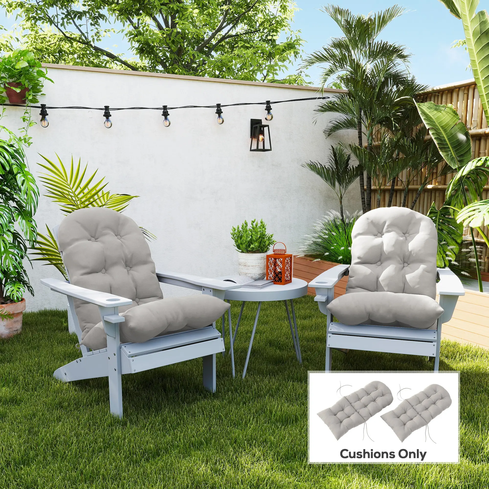 Adirondack Chair Cushions, Set of 2, Light Grey - Image 8