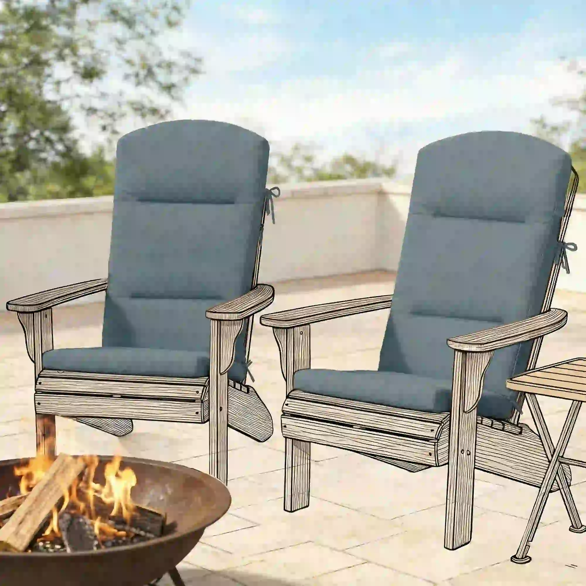 Adirondack Chair Replacement Cushion, With Back And Ties, Dark Grey - Image 9