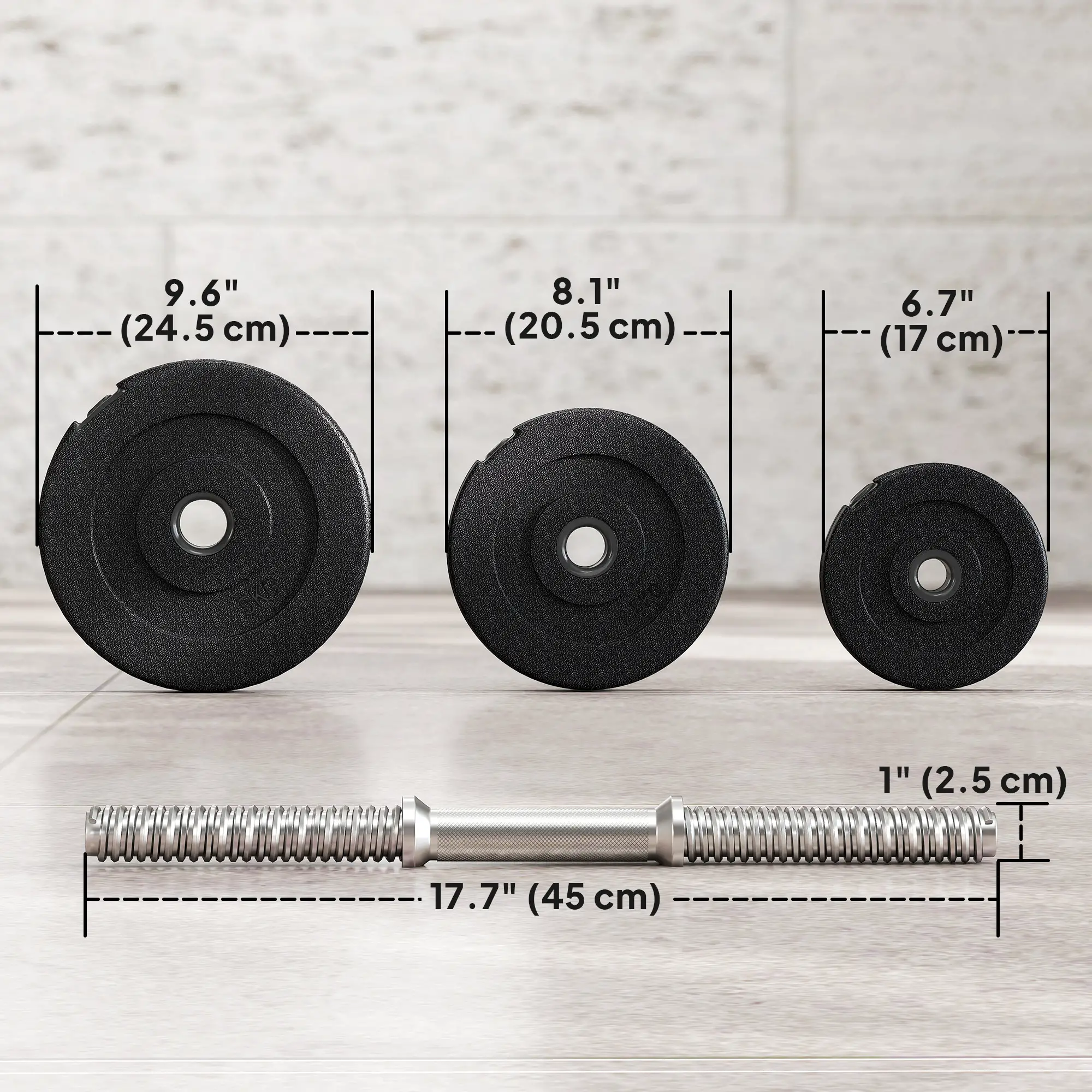 Adjustable 2 x 44lbs Dumbbell Set, Fitness Training, Black - Image 3