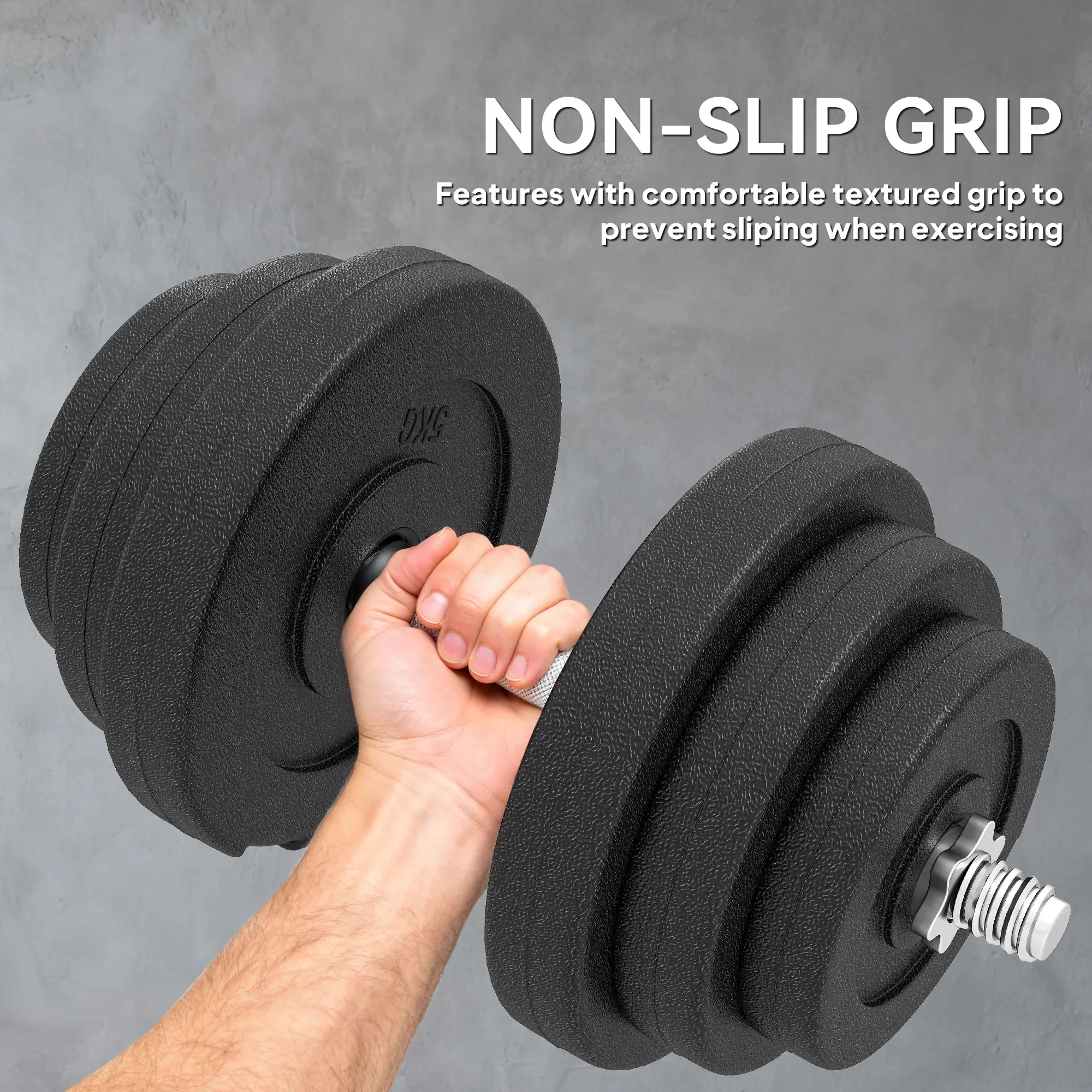 Adjustable 2 x 44lbs Dumbbell Set, Fitness Training, Black - Image 5