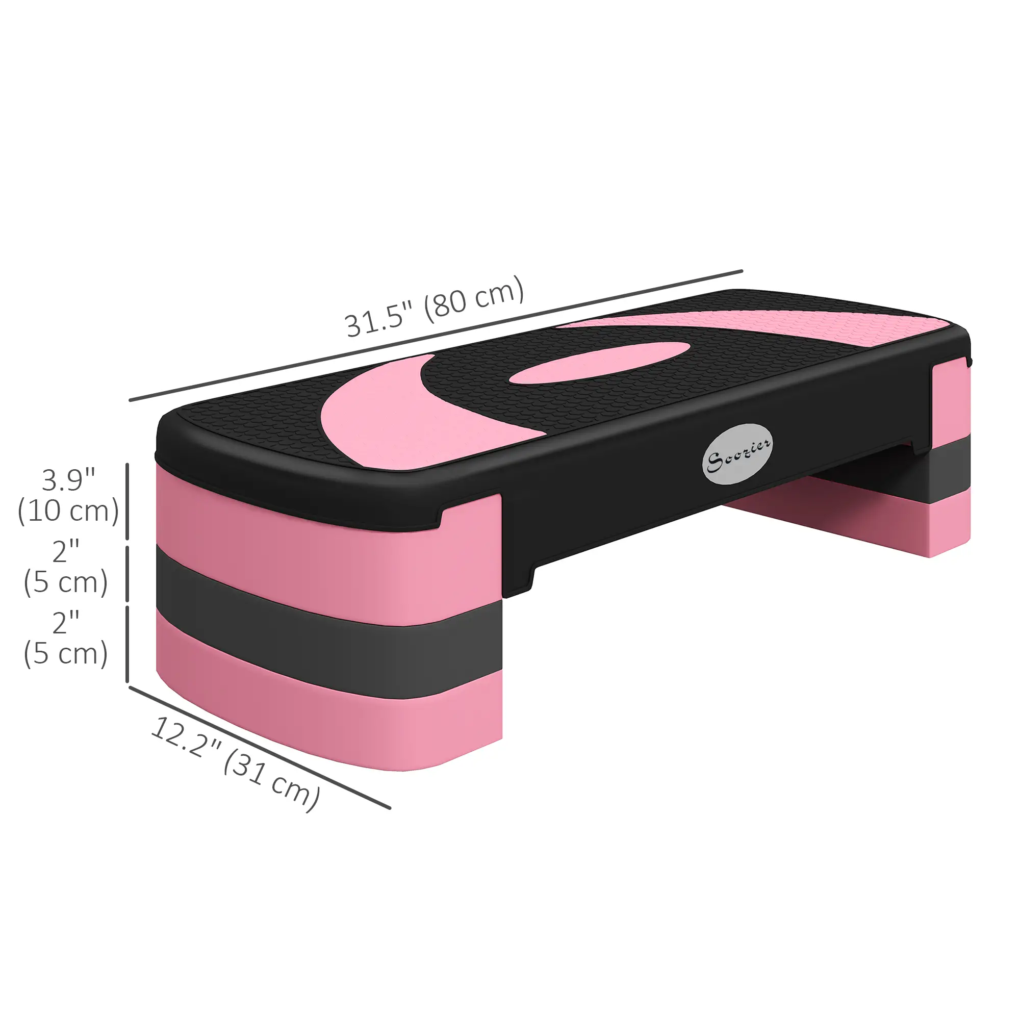 Adjustable Aerobic Stepper, Exercise Platform, 4"-6"-8", Pink - Image 3