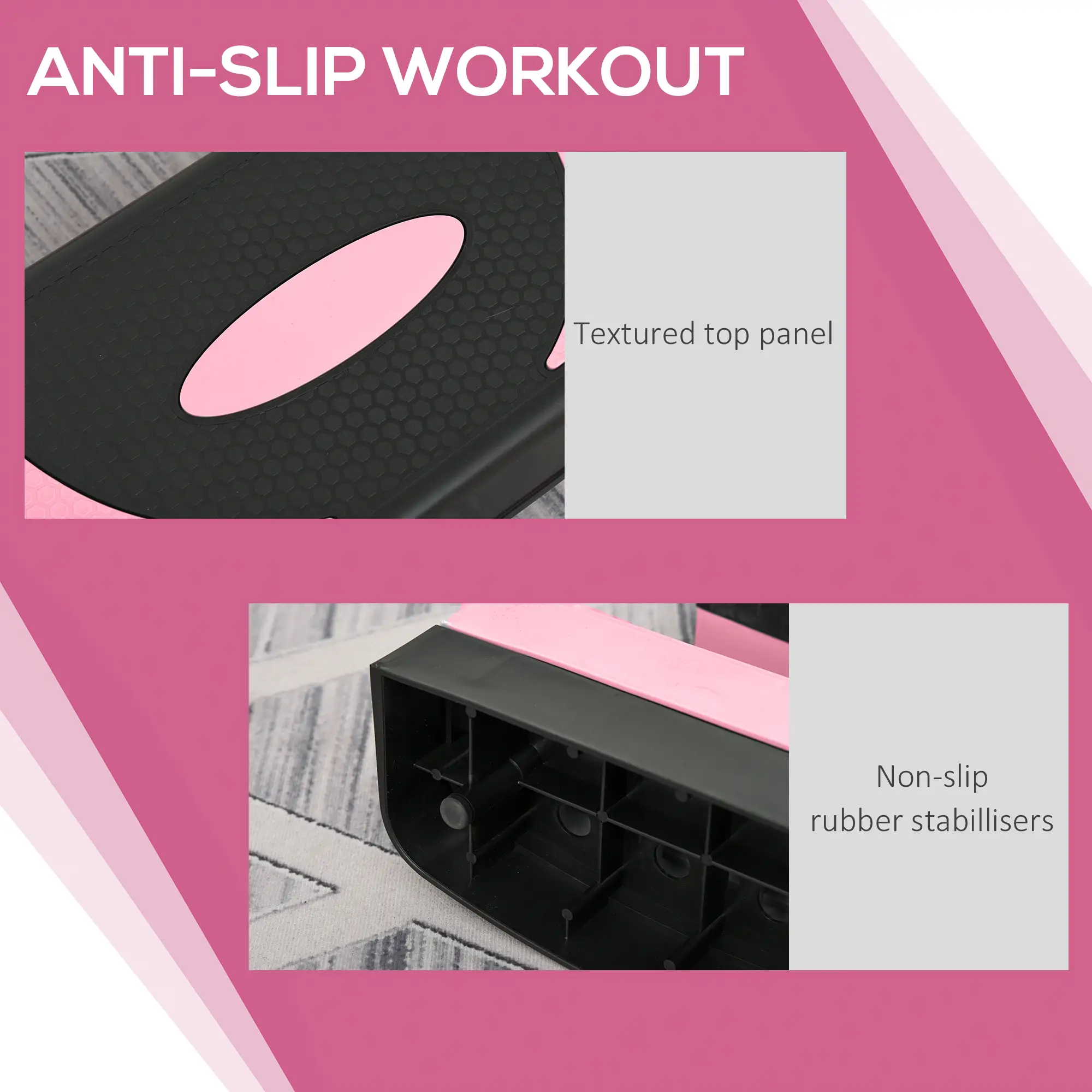 Adjustable Aerobic Stepper, Exercise Platform, 4"-6"-8", Pink - Image 6