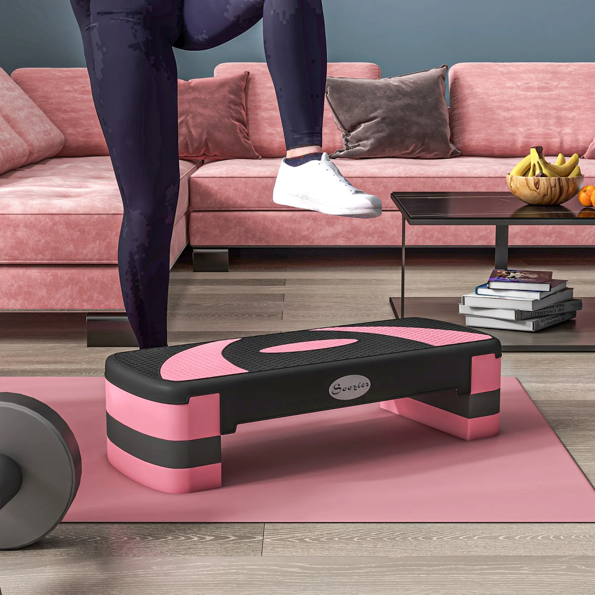 Adjustable Aerobic Stepper, Exercise Platform, 4"-6"-8", Pink - Image 8