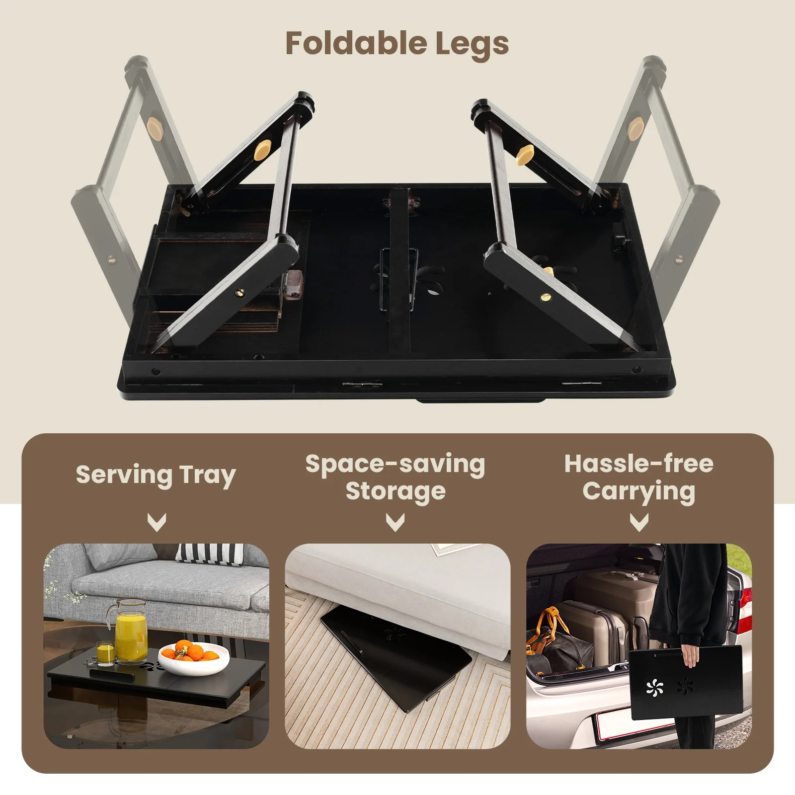 Adjustable Bamboo Laptop Desk, Tilting Top, Drawer, Brown - Image 9