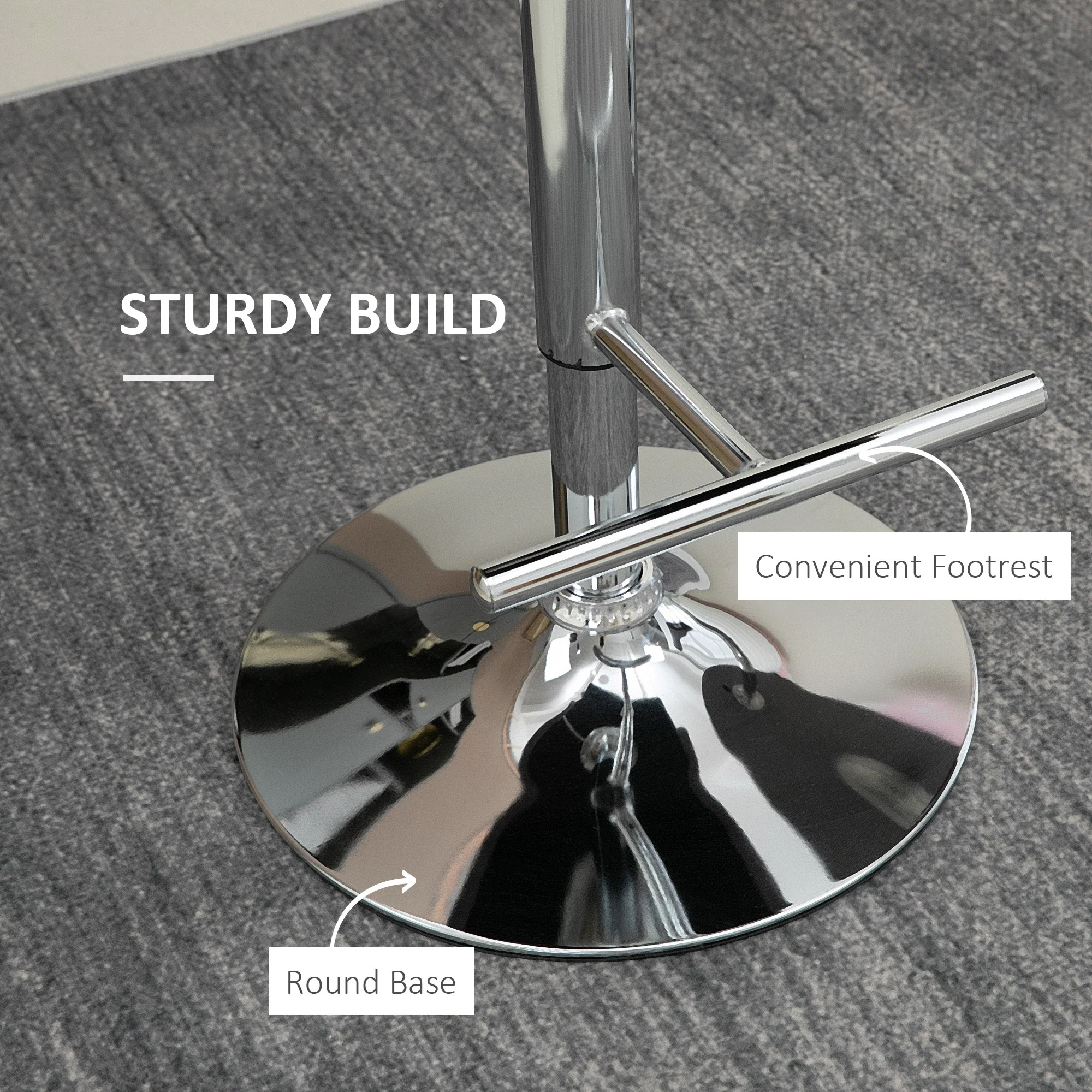 Adjustable Bar Stools Set of 2, Swivel Velvet, Counter Height, Grey - Image 7